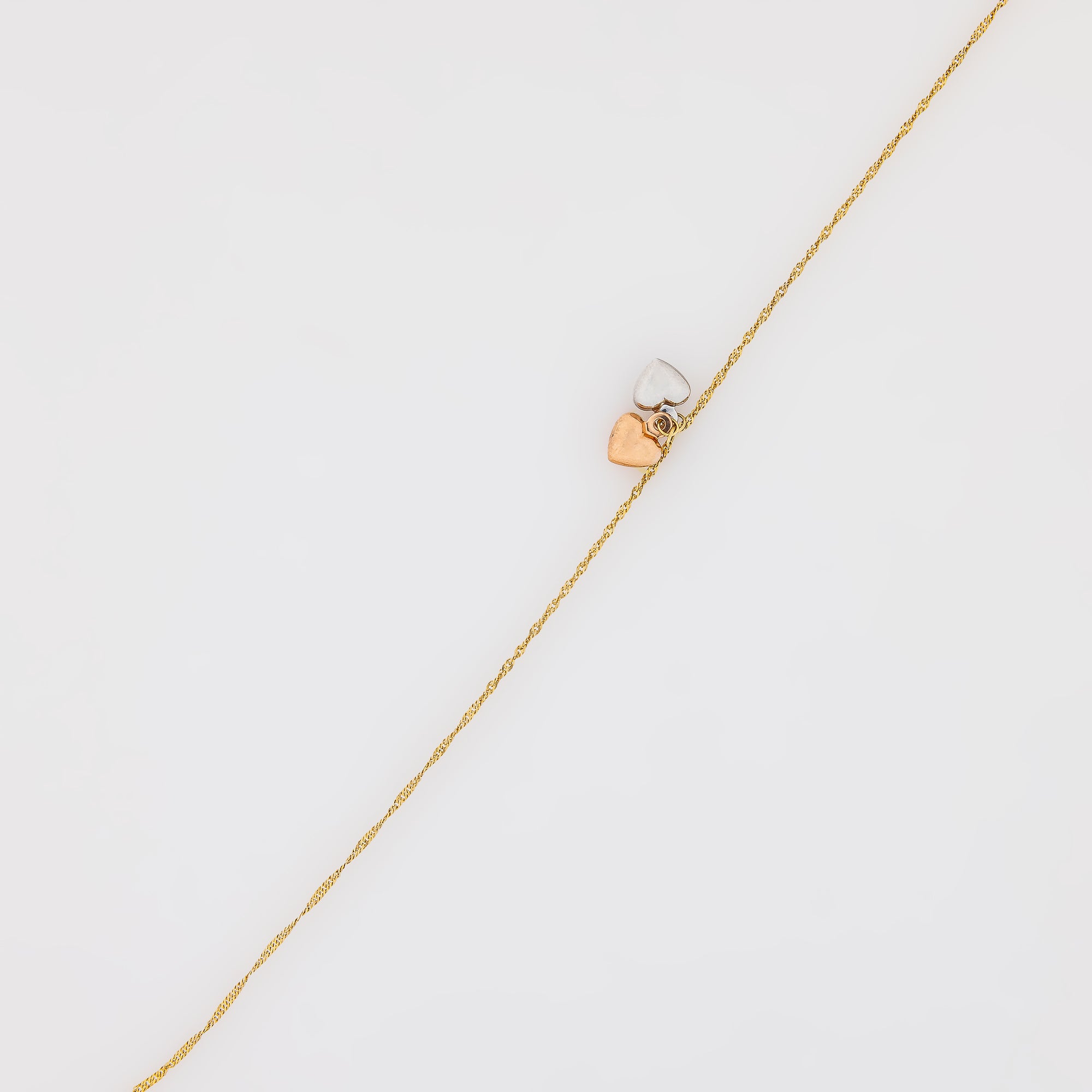 Tricolor Gold Hearts Anklet