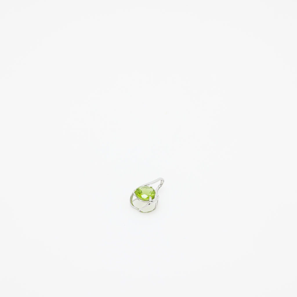 Avery Peridot Teardrop Pendant in 14k White Gold