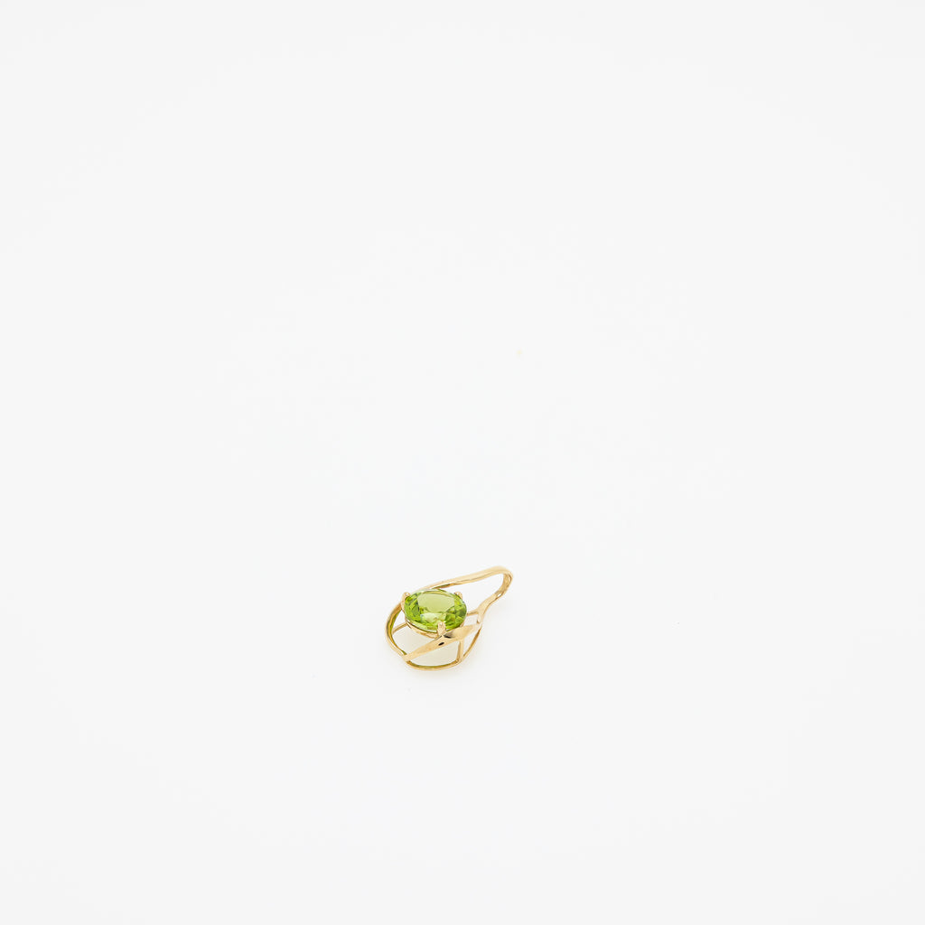 Paul Peridot Teardrop Pendant in 14k Yellow Gold