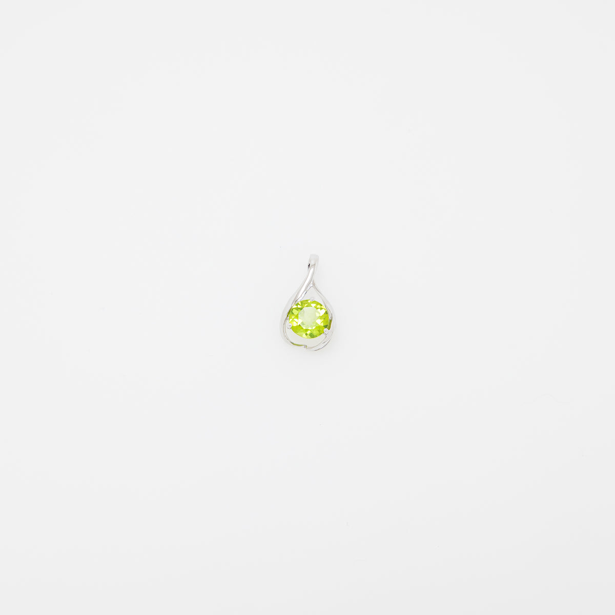 Avery Peridot Teardrop Pendant in 14k White Gold