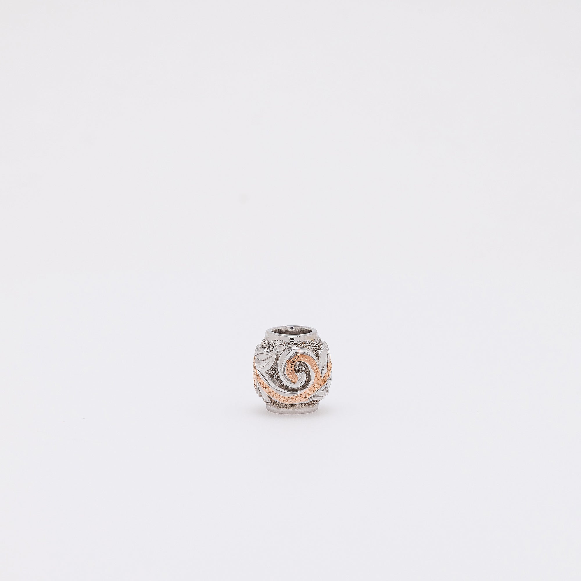 Scroll Barrel Pendant in Rose Gold Silver