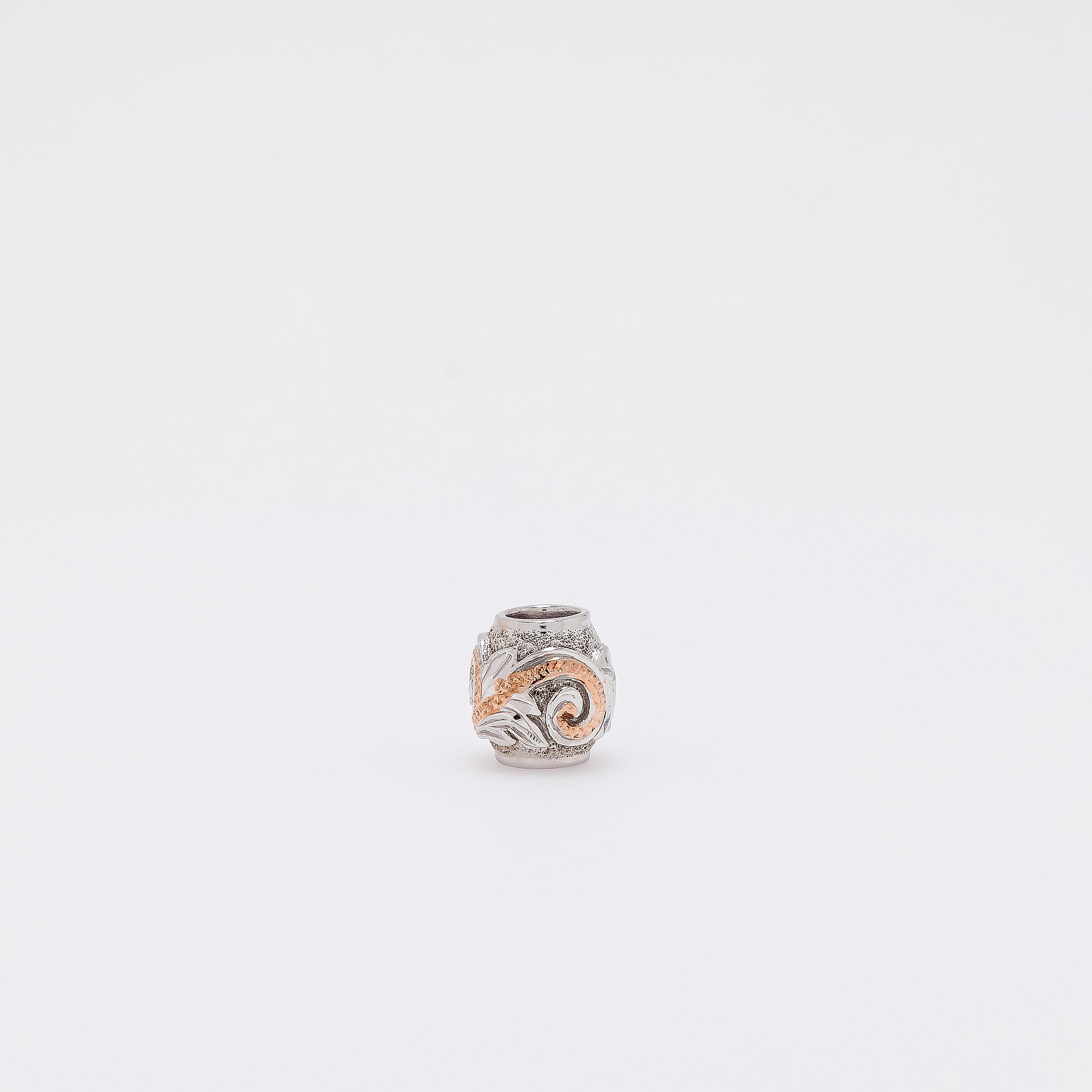 Scroll Barrel Pendant in Rose Gold Silver