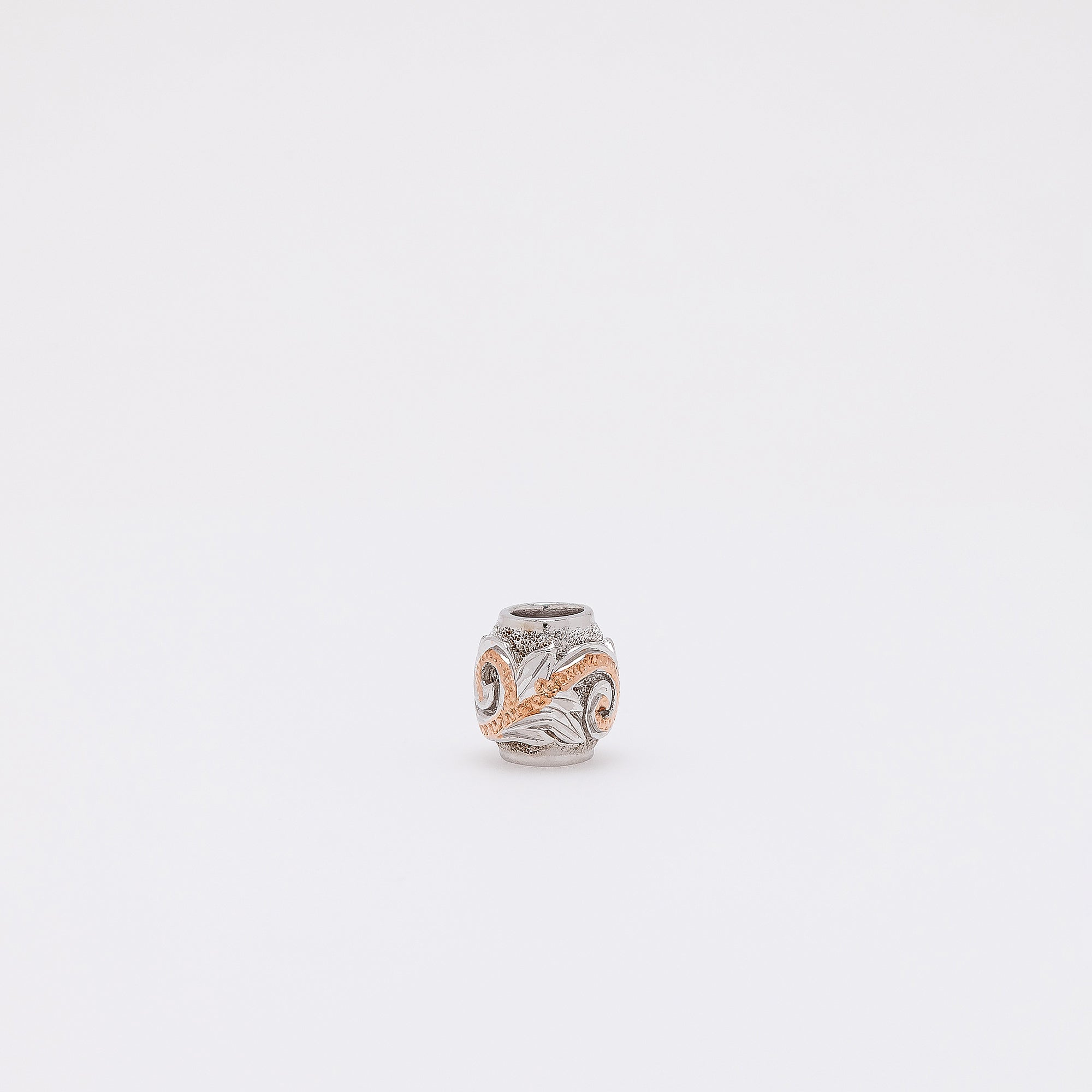 Scroll Barrel Pendant in Rose Gold Silver