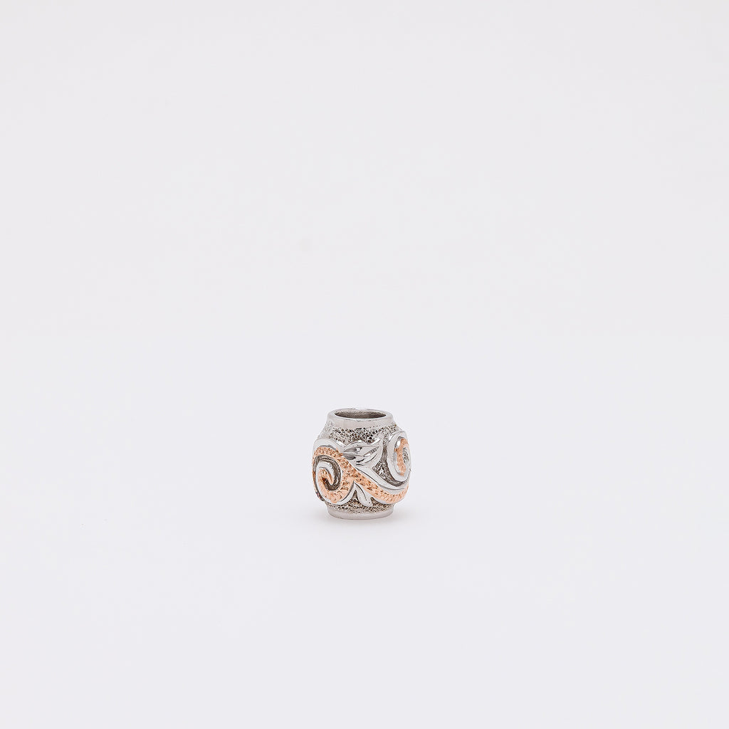 Scroll Barrel Pendant in Rose Gold Silver