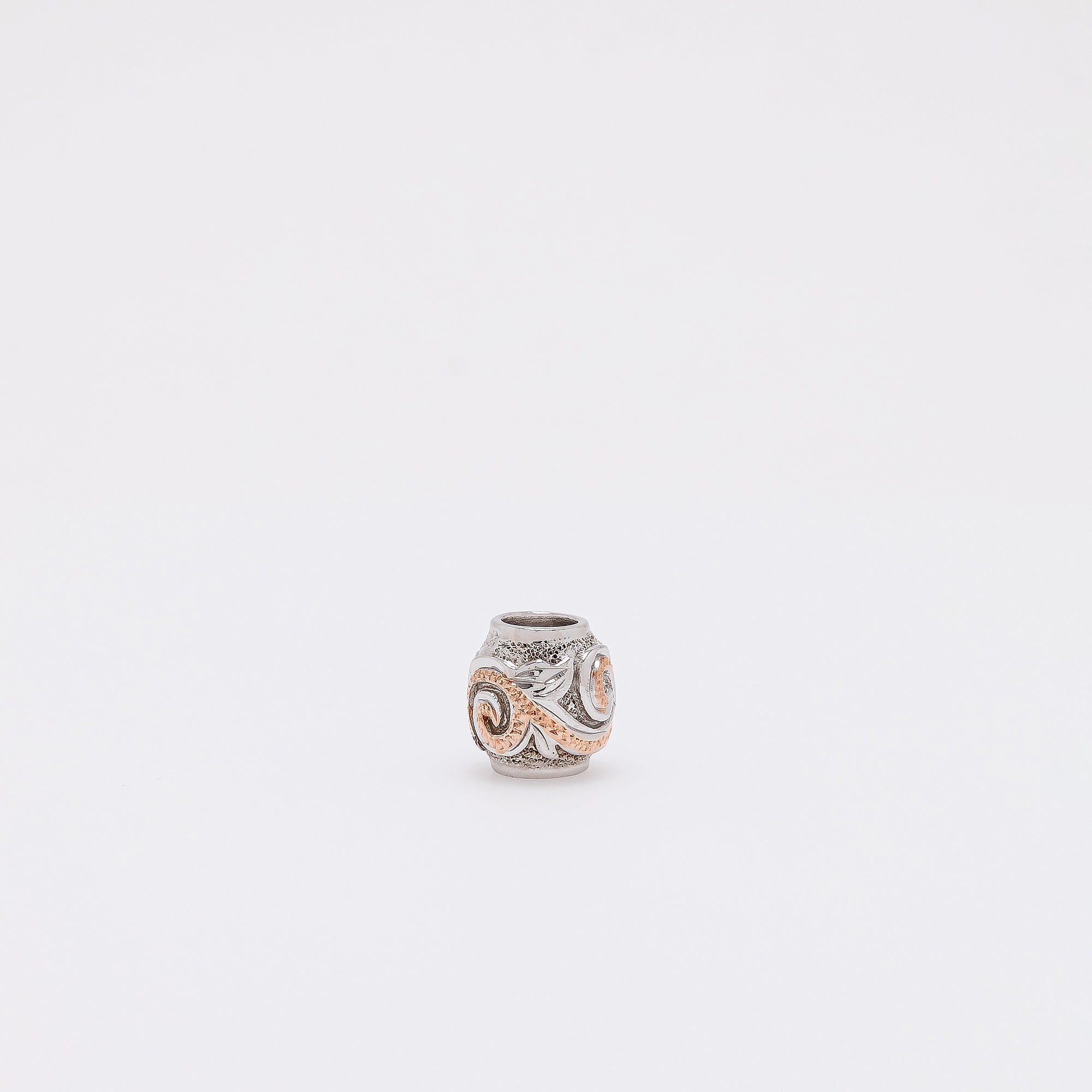 Scroll Barrel Pendant in Rose Gold Silver