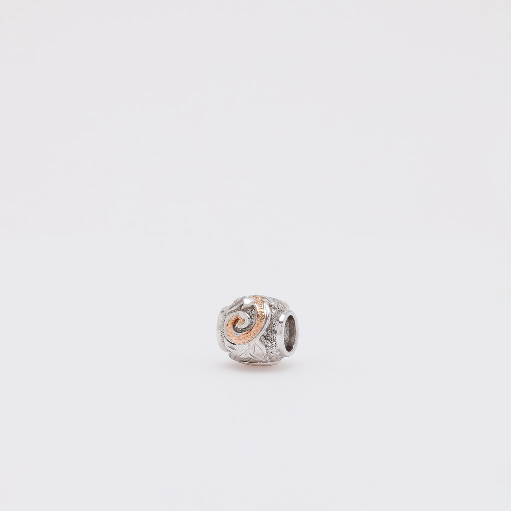 Scroll Barrel Pendant in Rose Gold Silver