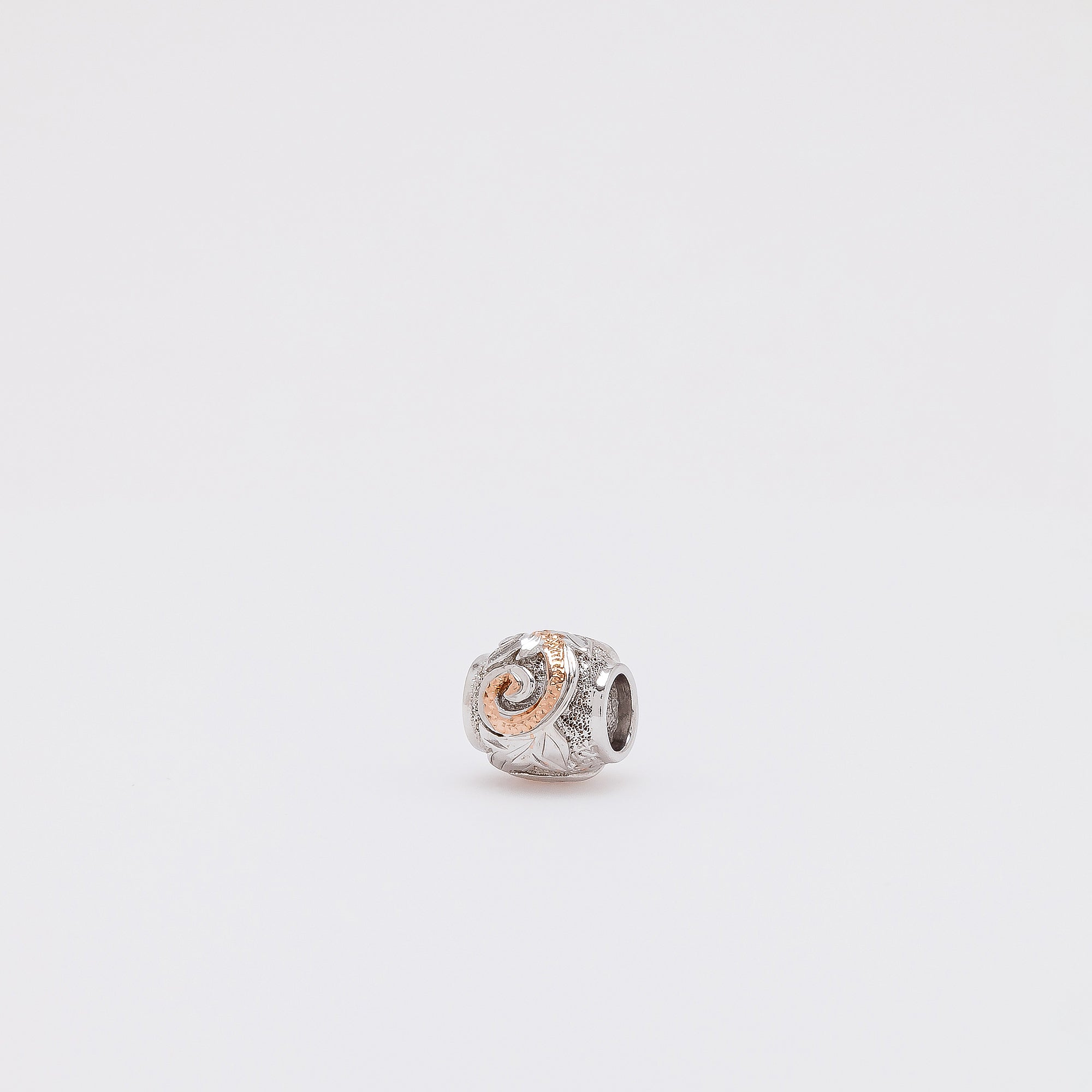 Scroll Barrel Pendant in Rose Gold Silver