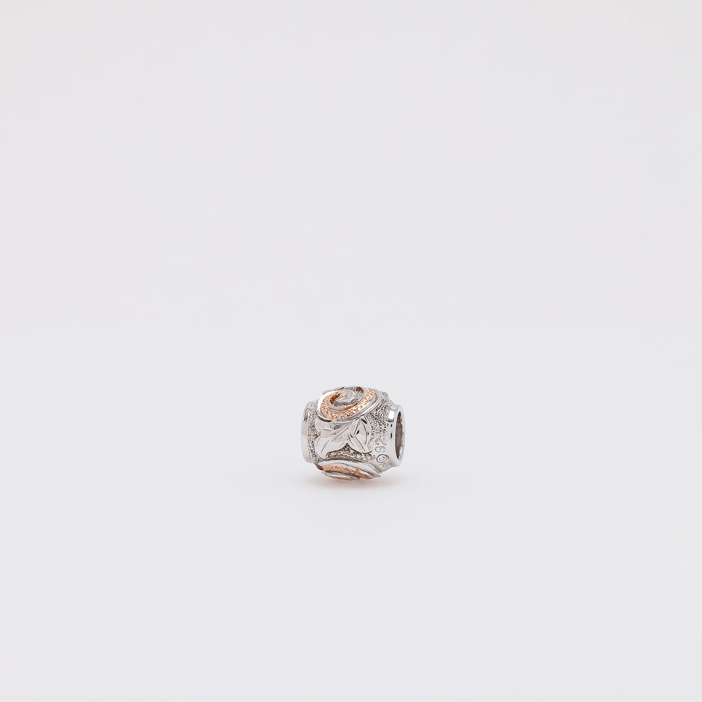 Scroll Barrel Pendant in Rose Gold Silver