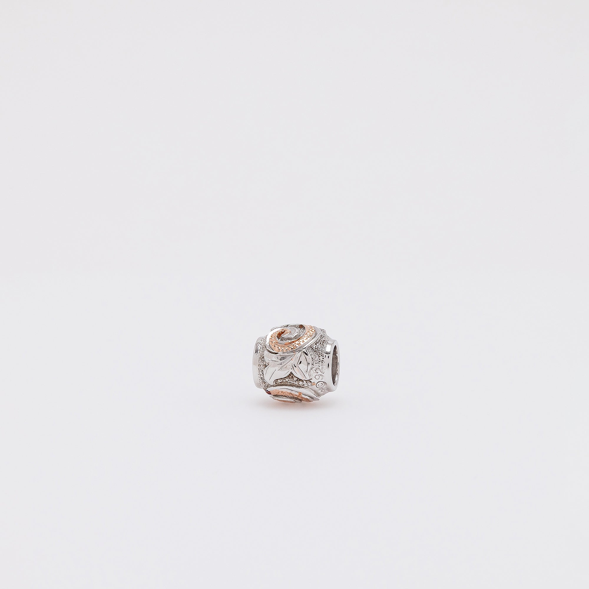 Scroll Barrel Pendant in Rose Gold Silver