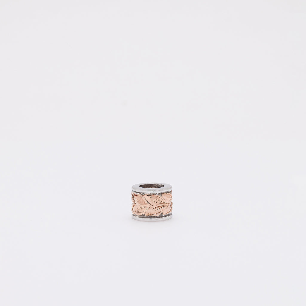 Maile Leaf Barrel Pendant in Rose Gold Silver