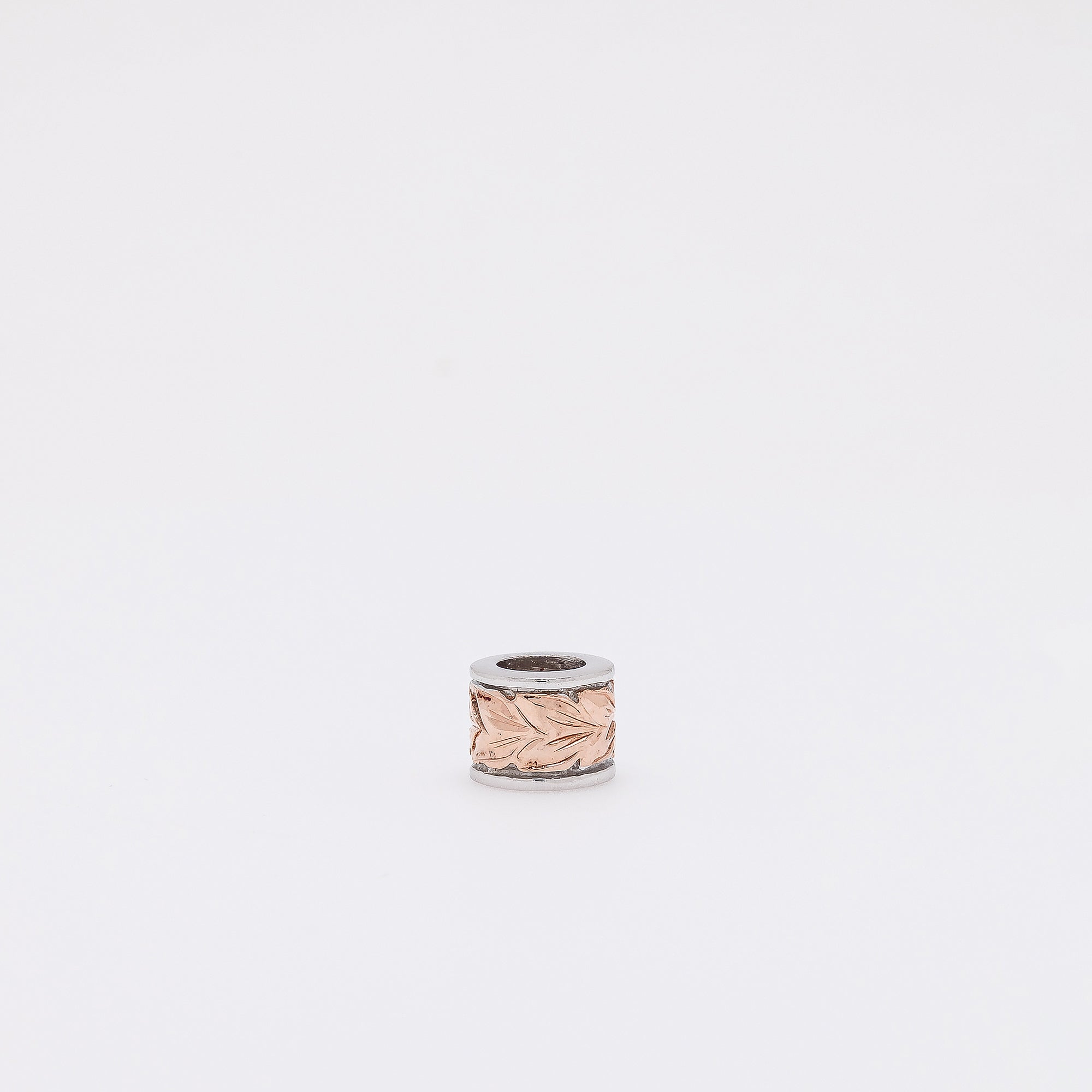 Maile Leaf Barrel Pendant in Rose Gold Silver