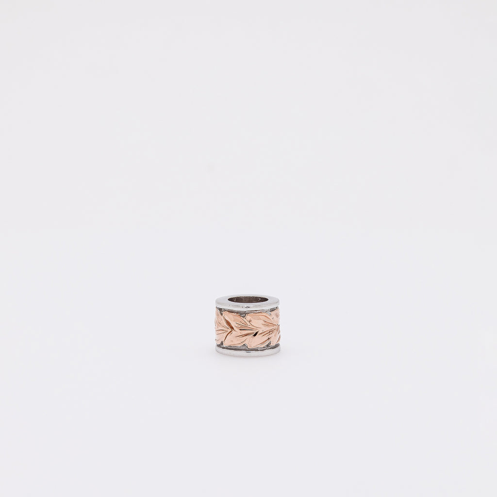 Maile Leaf Barrel Pendant in Rose Gold Silver