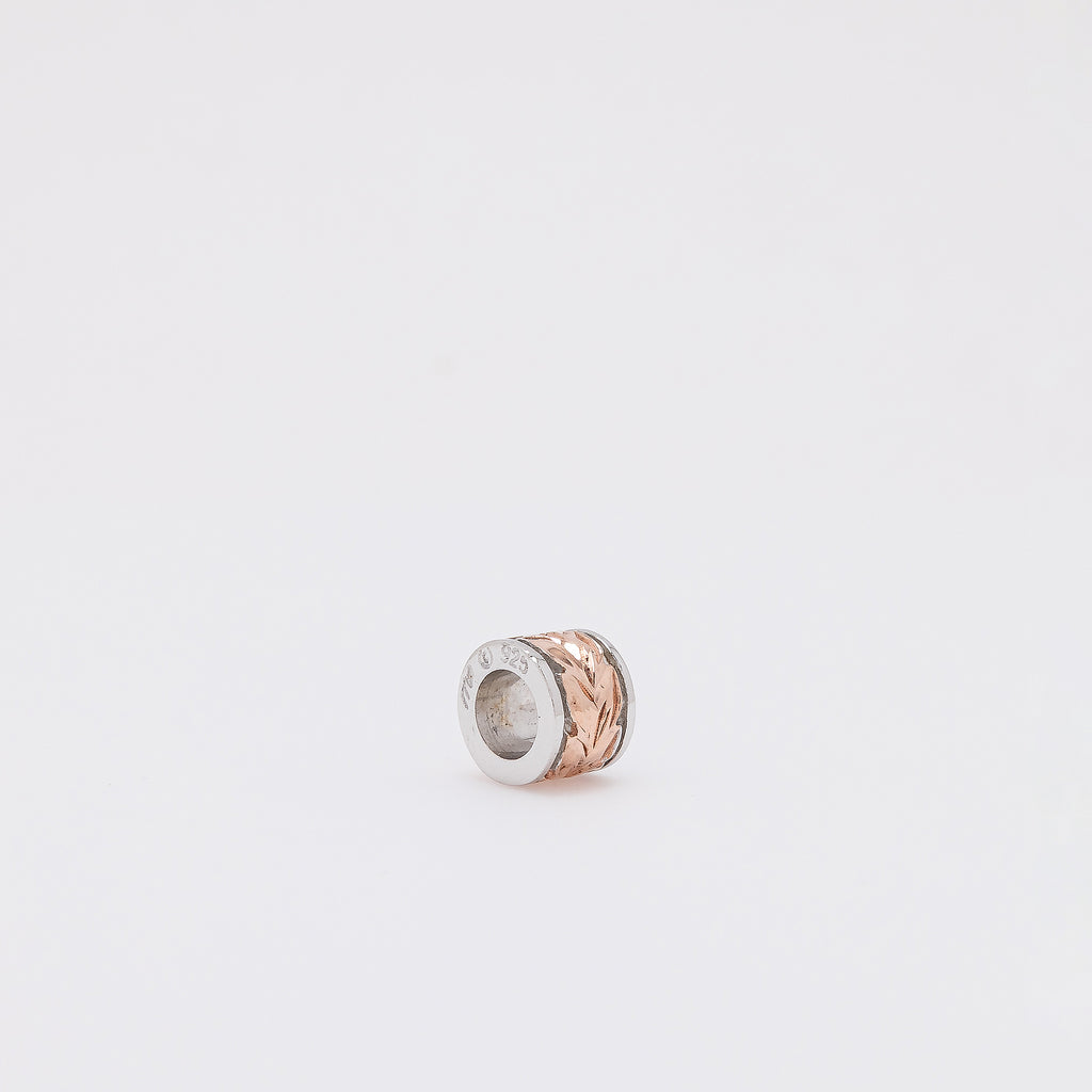 Maile Leaf Barrel Pendant in Rose Gold Silver