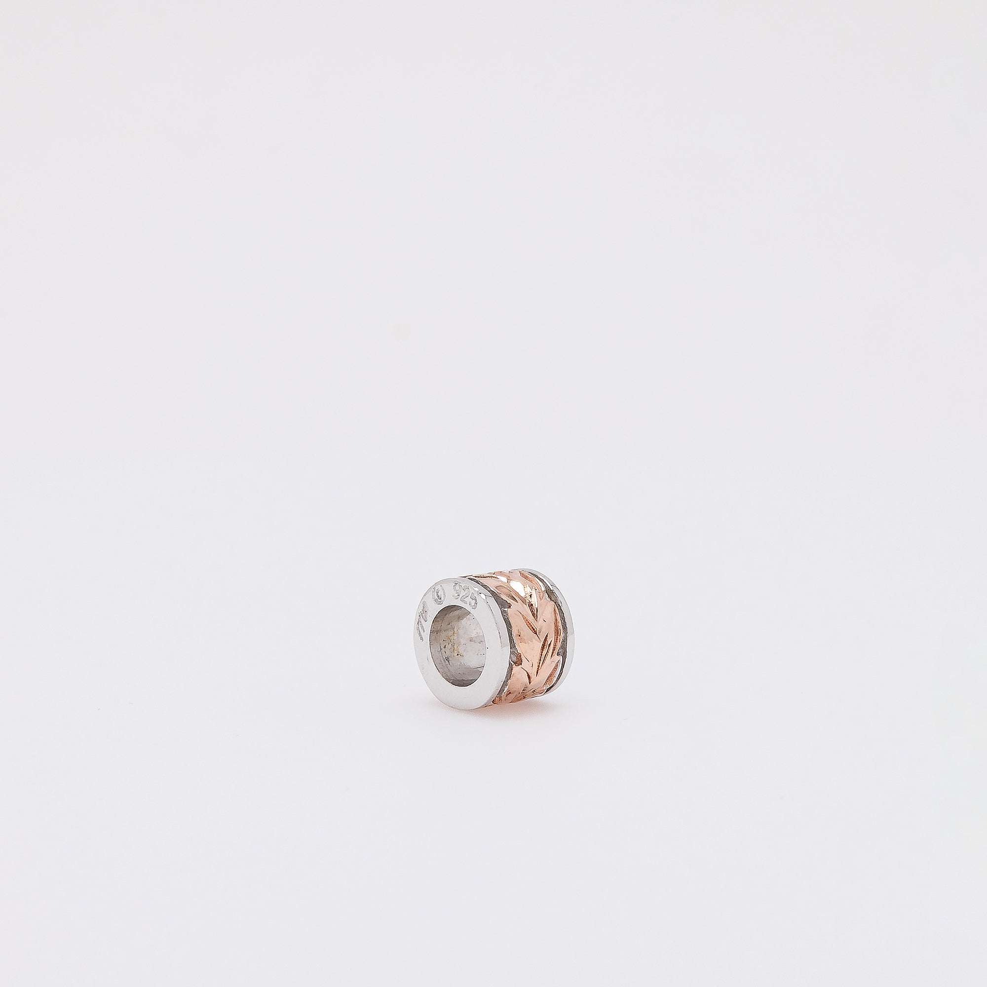 Maile Leaf Barrel Pendant in Rose Gold Silver