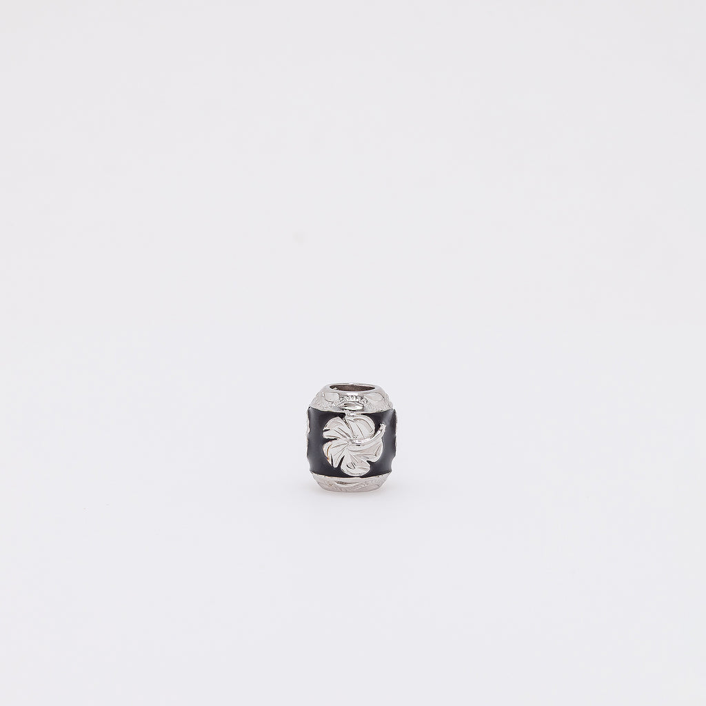 Hibiscus Barrel Pendant in Black Enamel