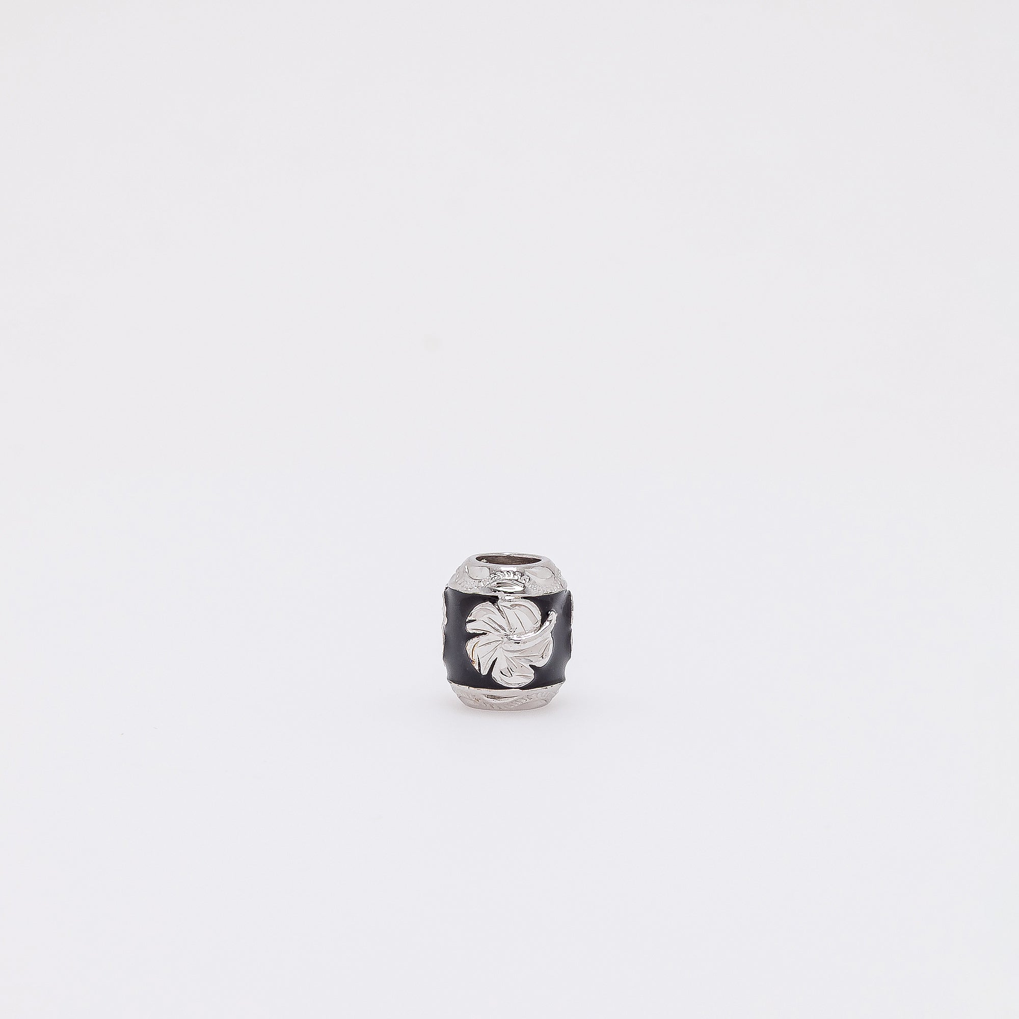 Hibiscus Barrel Pendant in Black Enamel