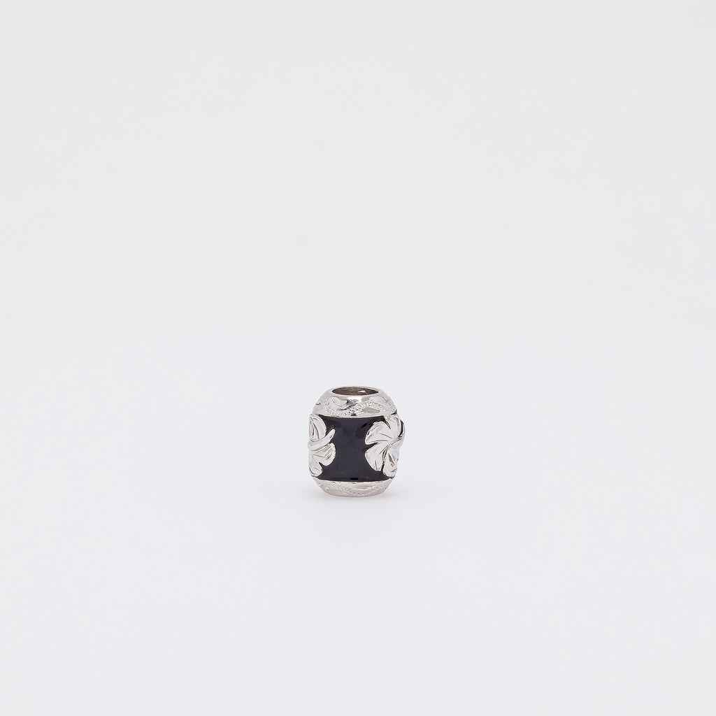 Hibiscus Barrel Pendant in Black Enamel