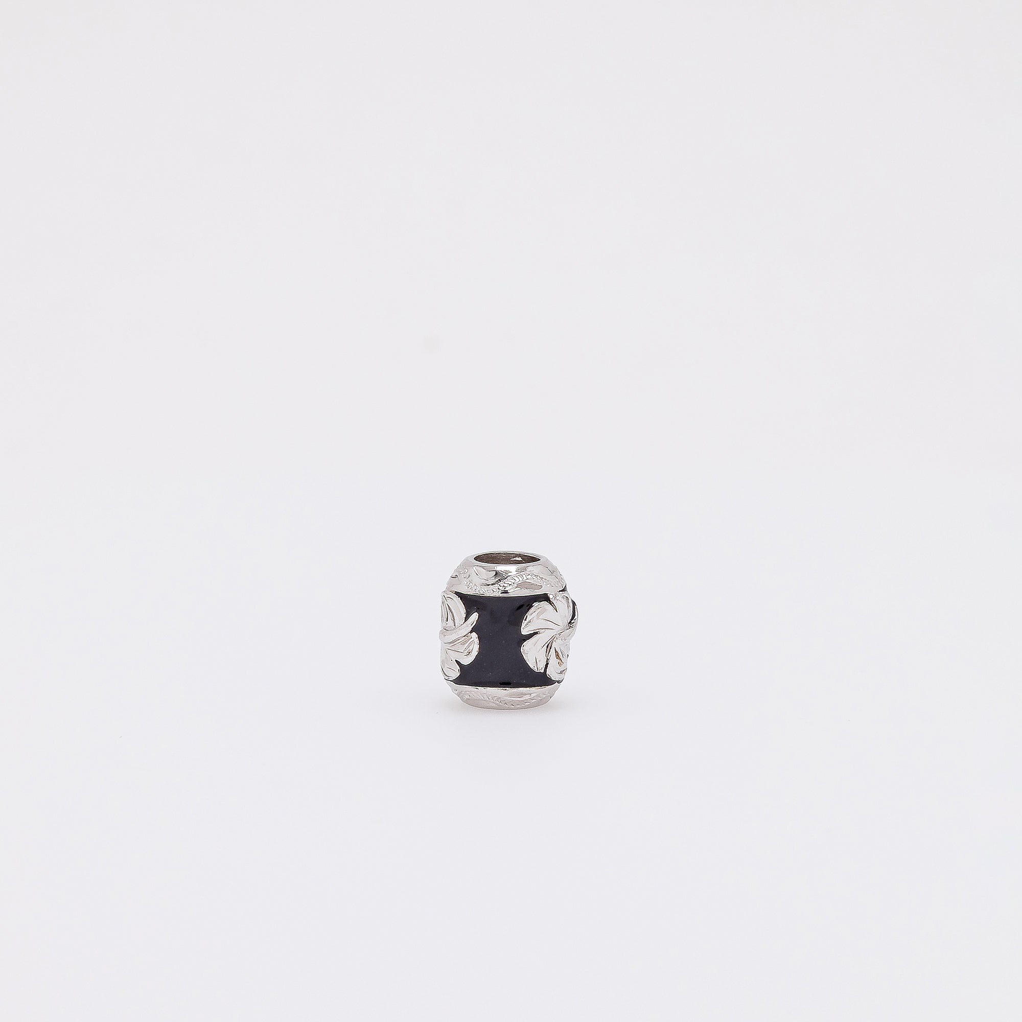 Hibiscus Barrel Pendant in Black Enamel