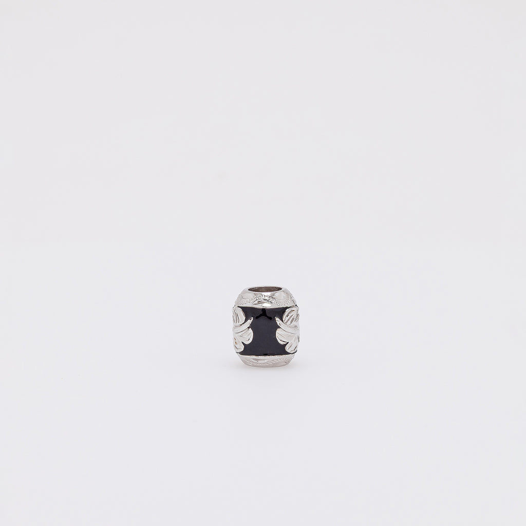 Hibiscus Barrel Pendant in Black Enamel