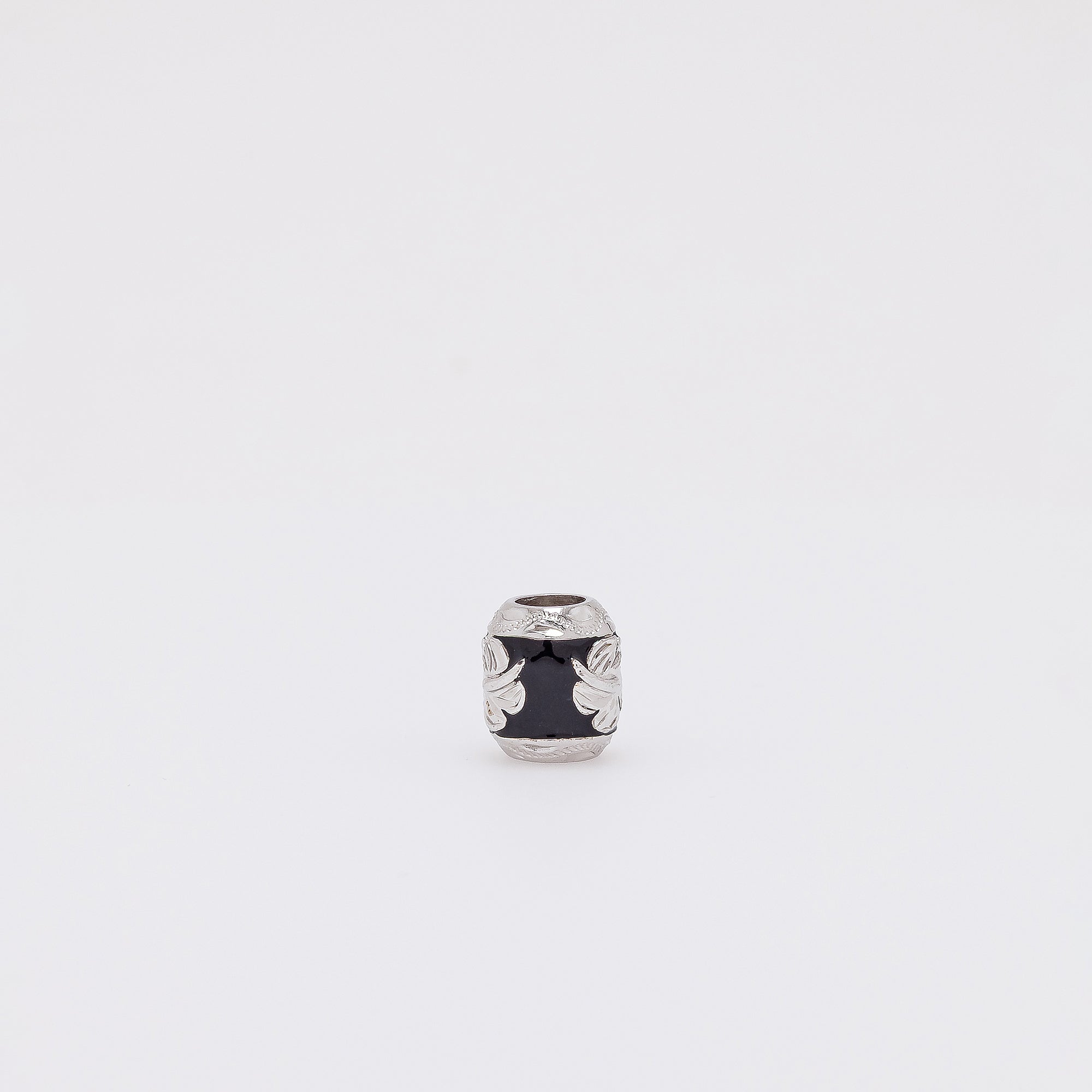 Hibiscus Barrel Pendant in Black Enamel