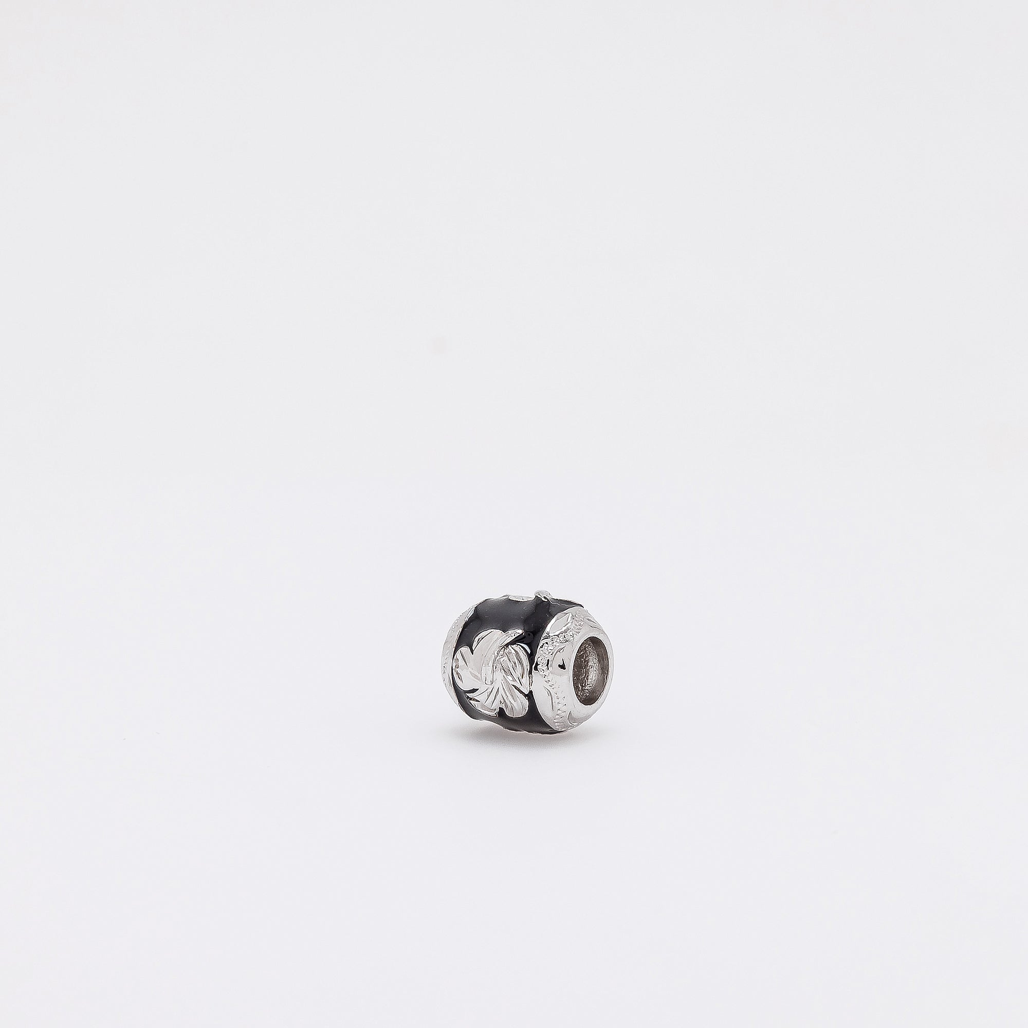 Hibiscus Barrel Pendant in Black Enamel