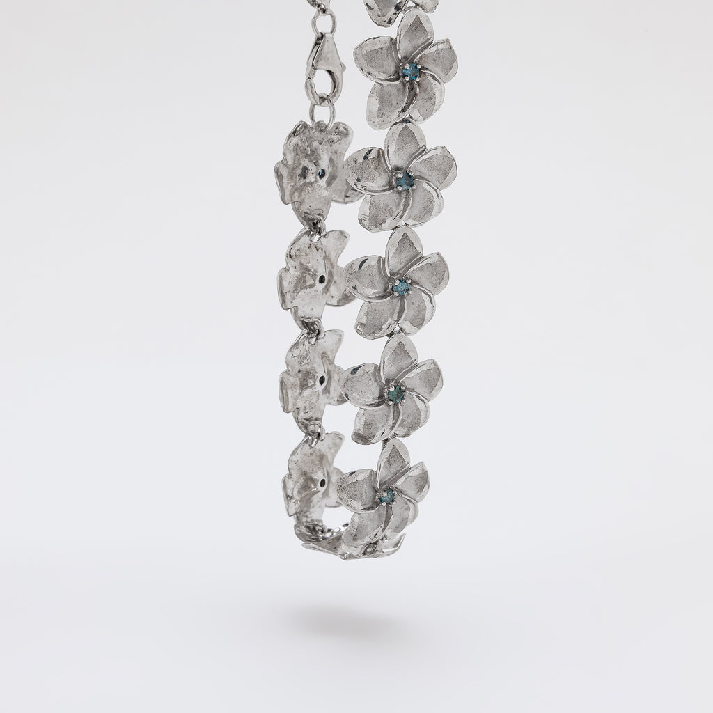 Blue Diamond Plumeria Bracelet