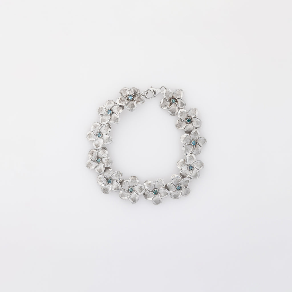 Blue Diamond Plumeria Bracelet