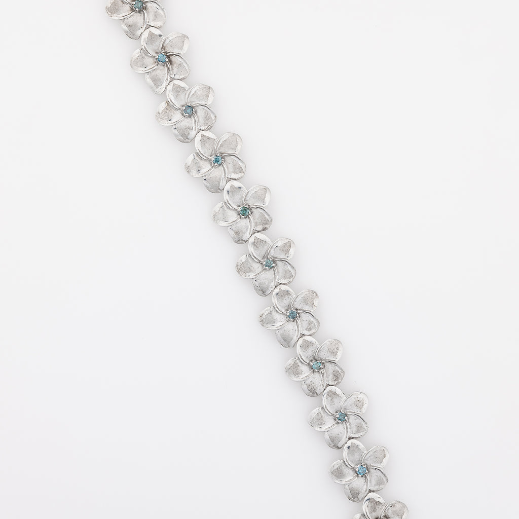 Blue Diamond Plumeria Bracelet