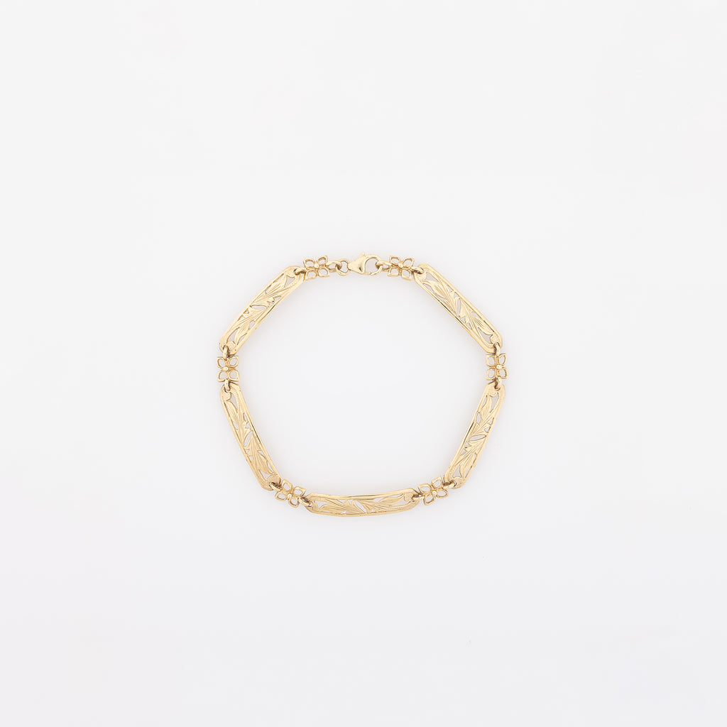 Old English Scroll + Four Leaf Clover Bracelet