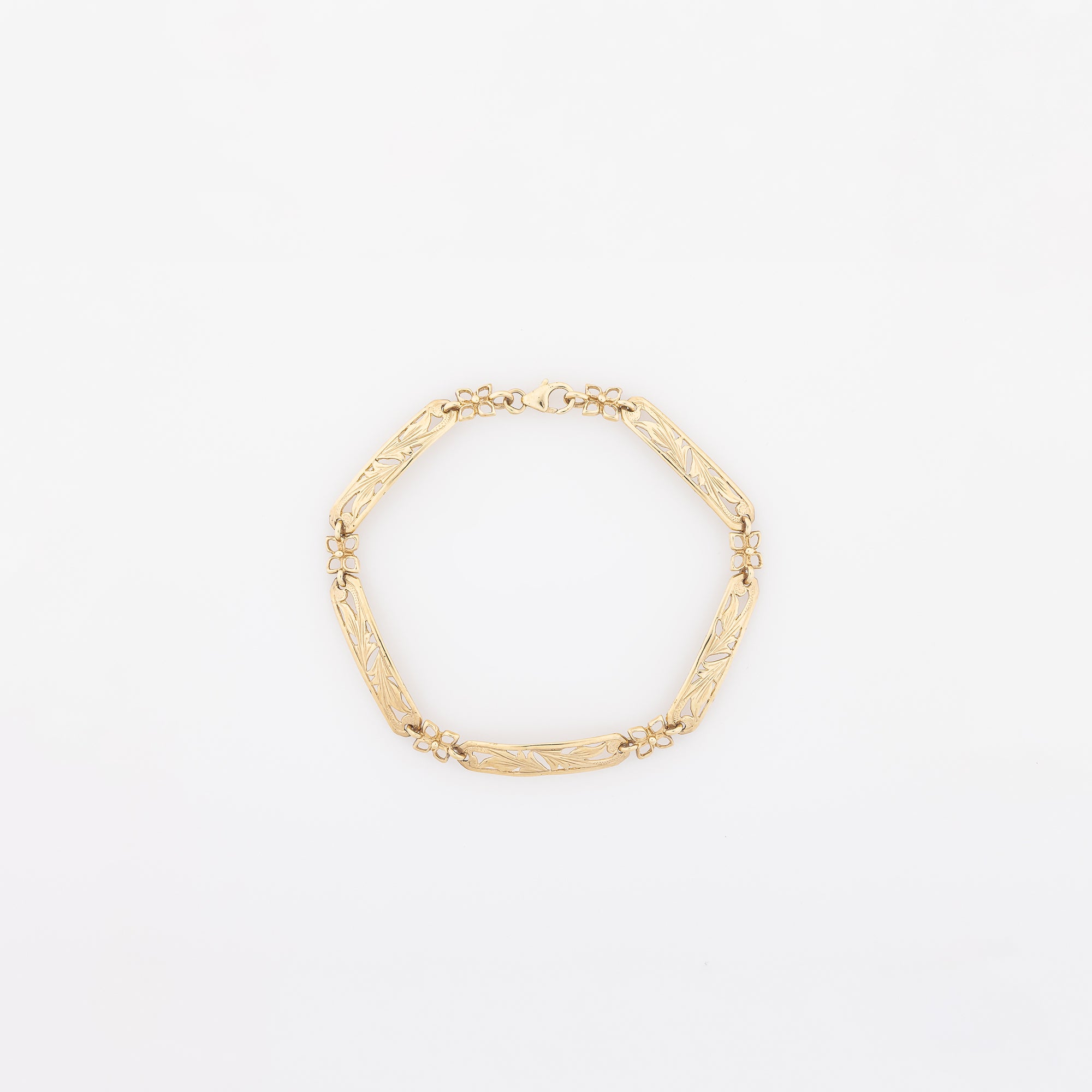 Old English Scroll + Four Leaf Clover Bracelet