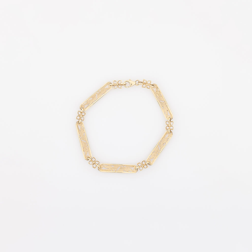 Old English Scroll + Four Leaf Clover Bracelet