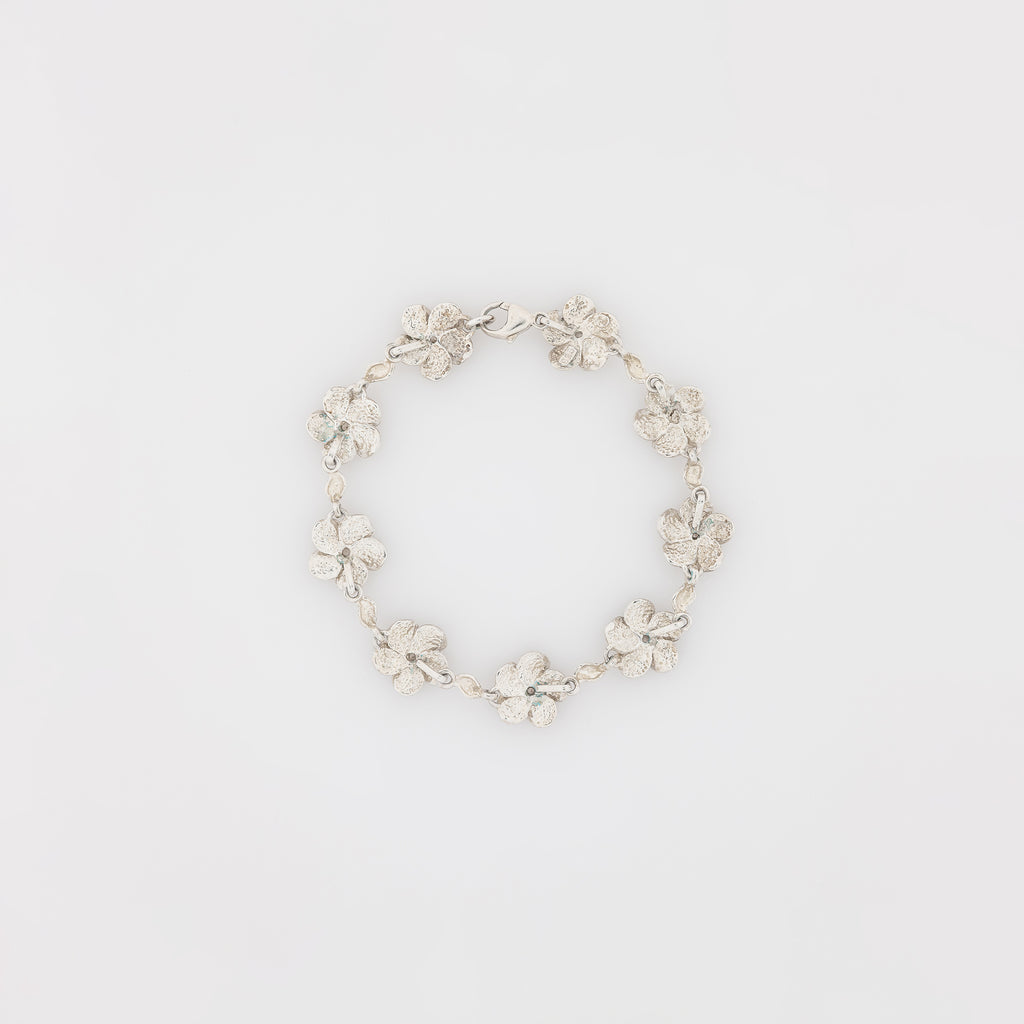 Eight CZ Plumeria with Maile Leaves Bracelet