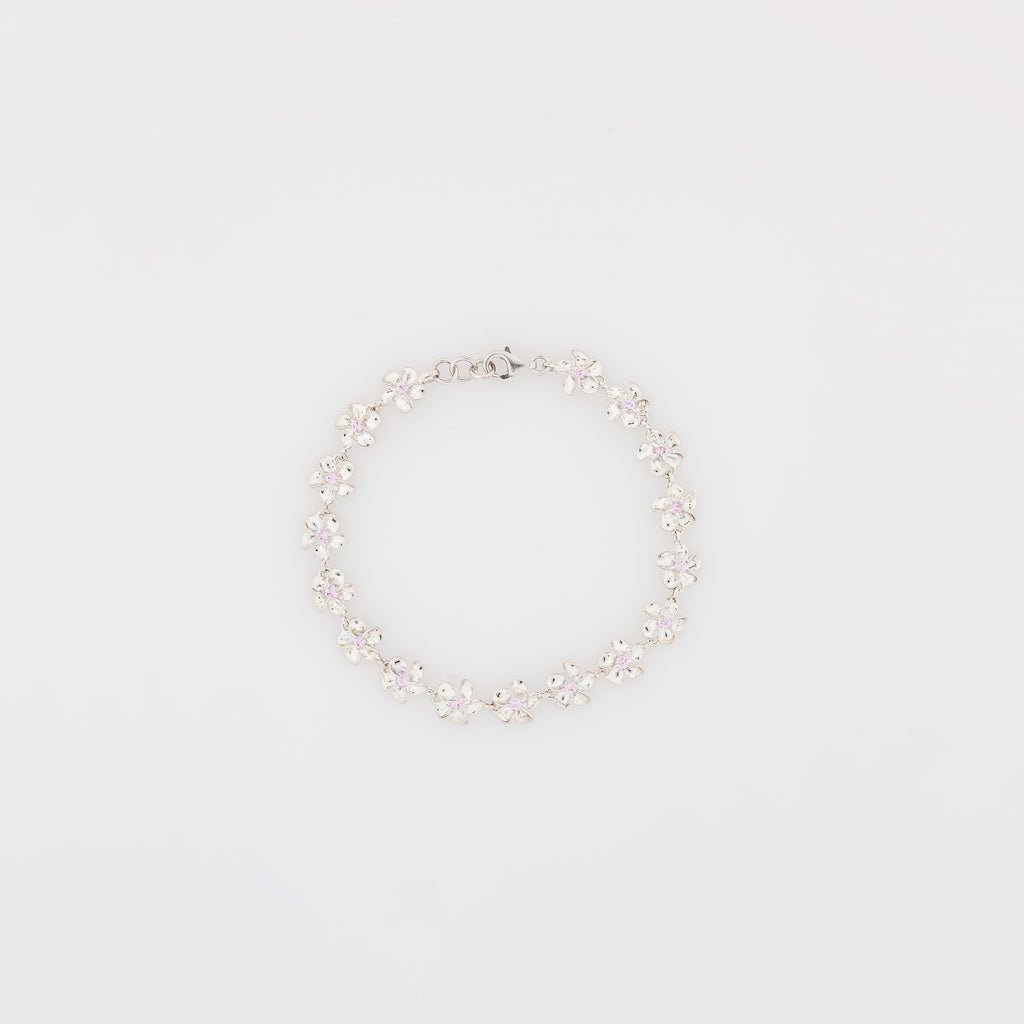 Pink CZ Plumeria Bracelet