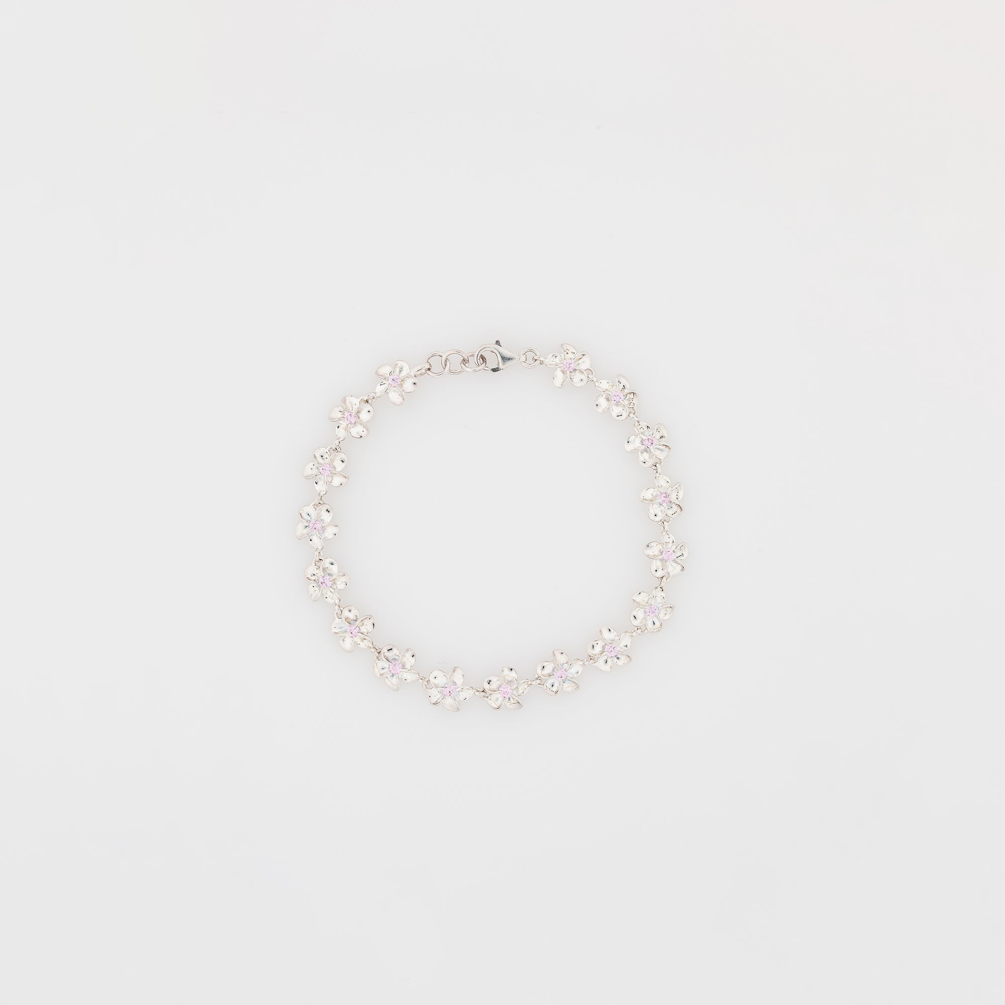 Pink CZ Plumeria Bracelet