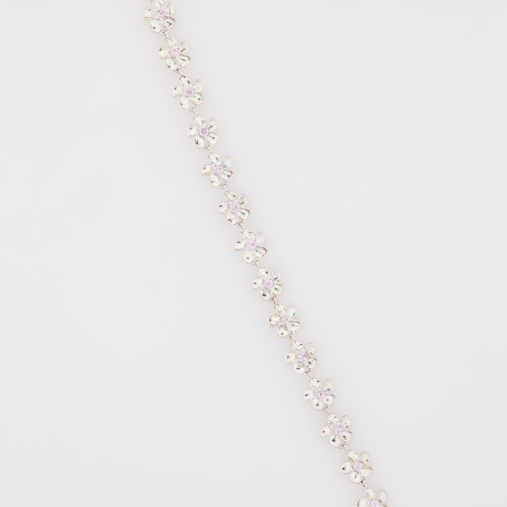 Pink CZ Plumeria Bracelet