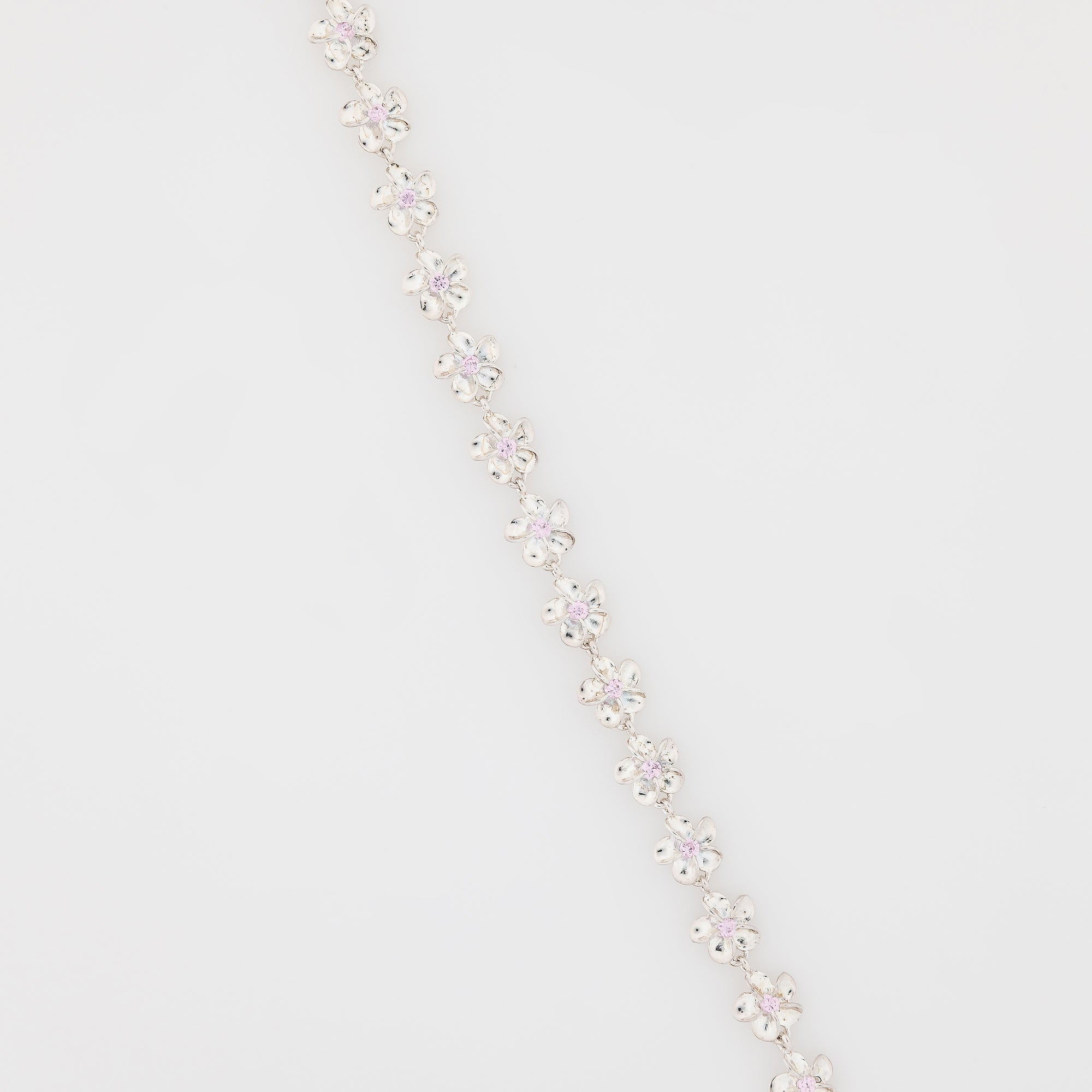 Pink CZ Plumeria Bracelet