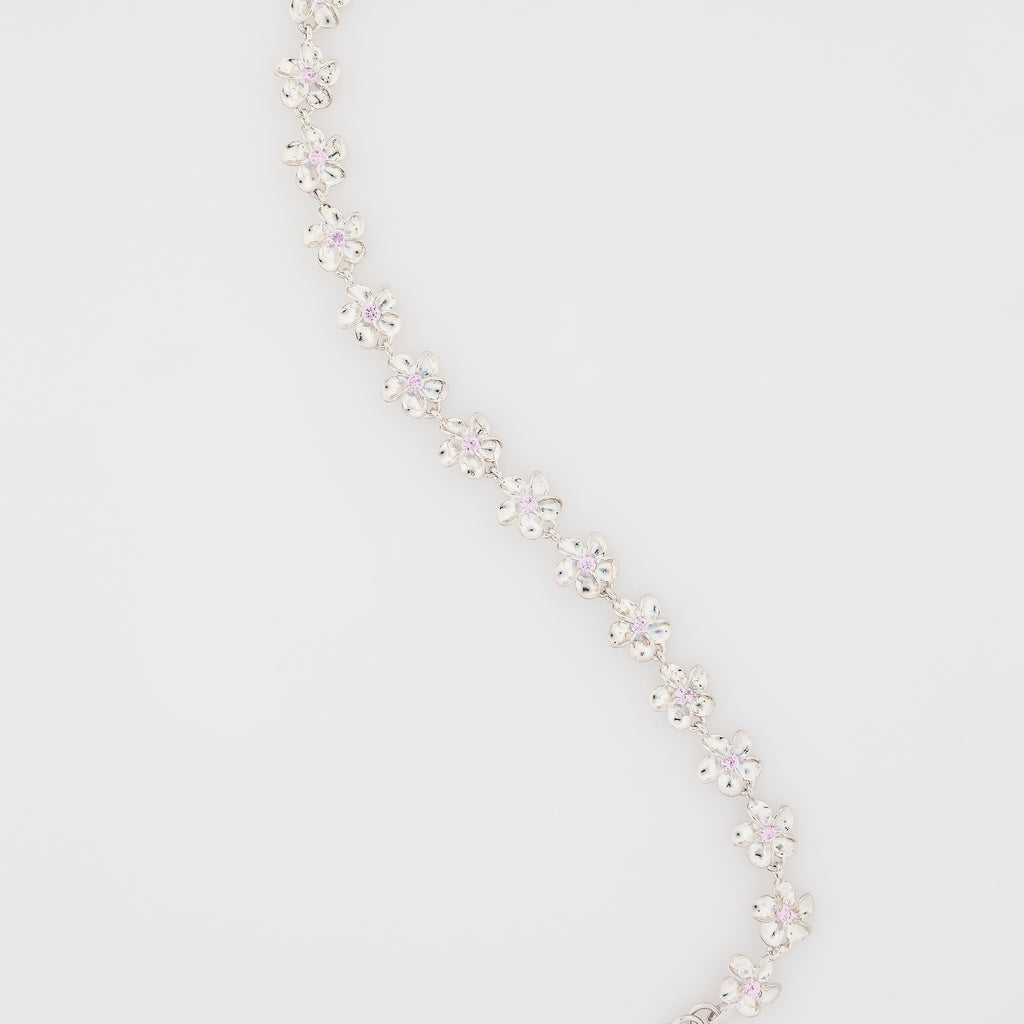 Pink CZ Plumeria Bracelet