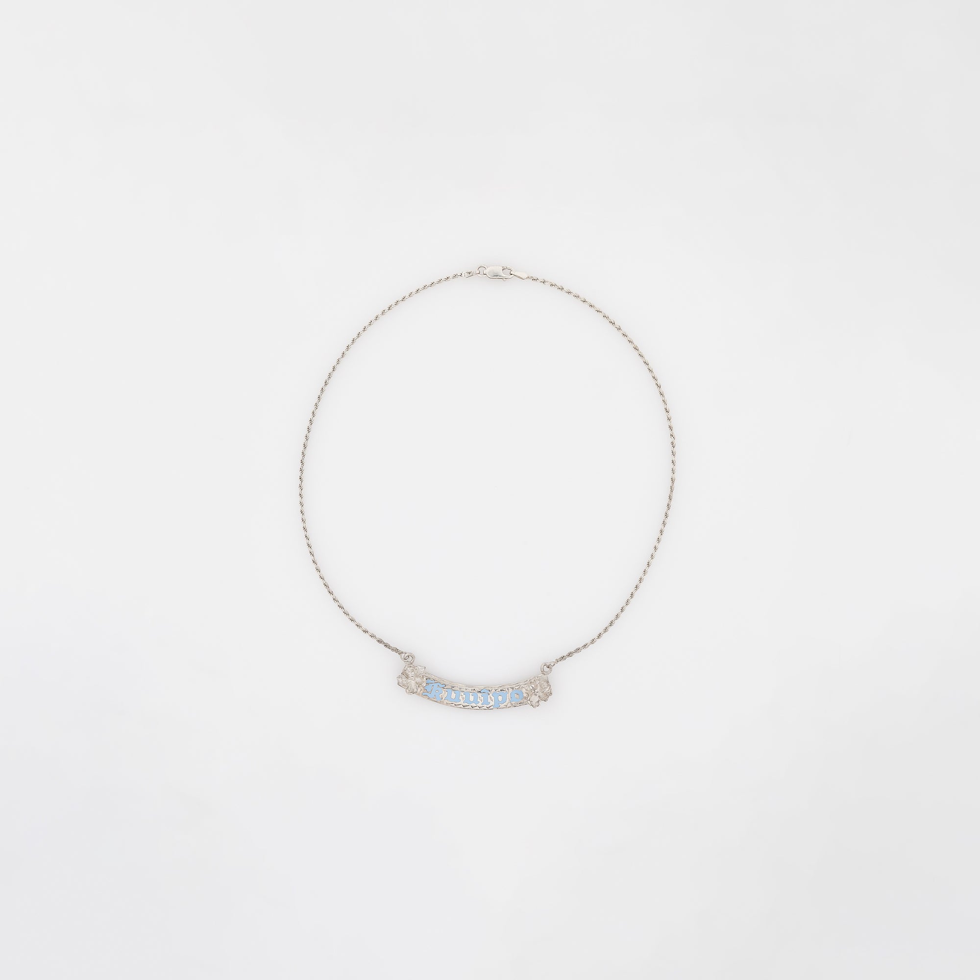 Baby Blue Enamel KU'UIPO ID Necklace Chain