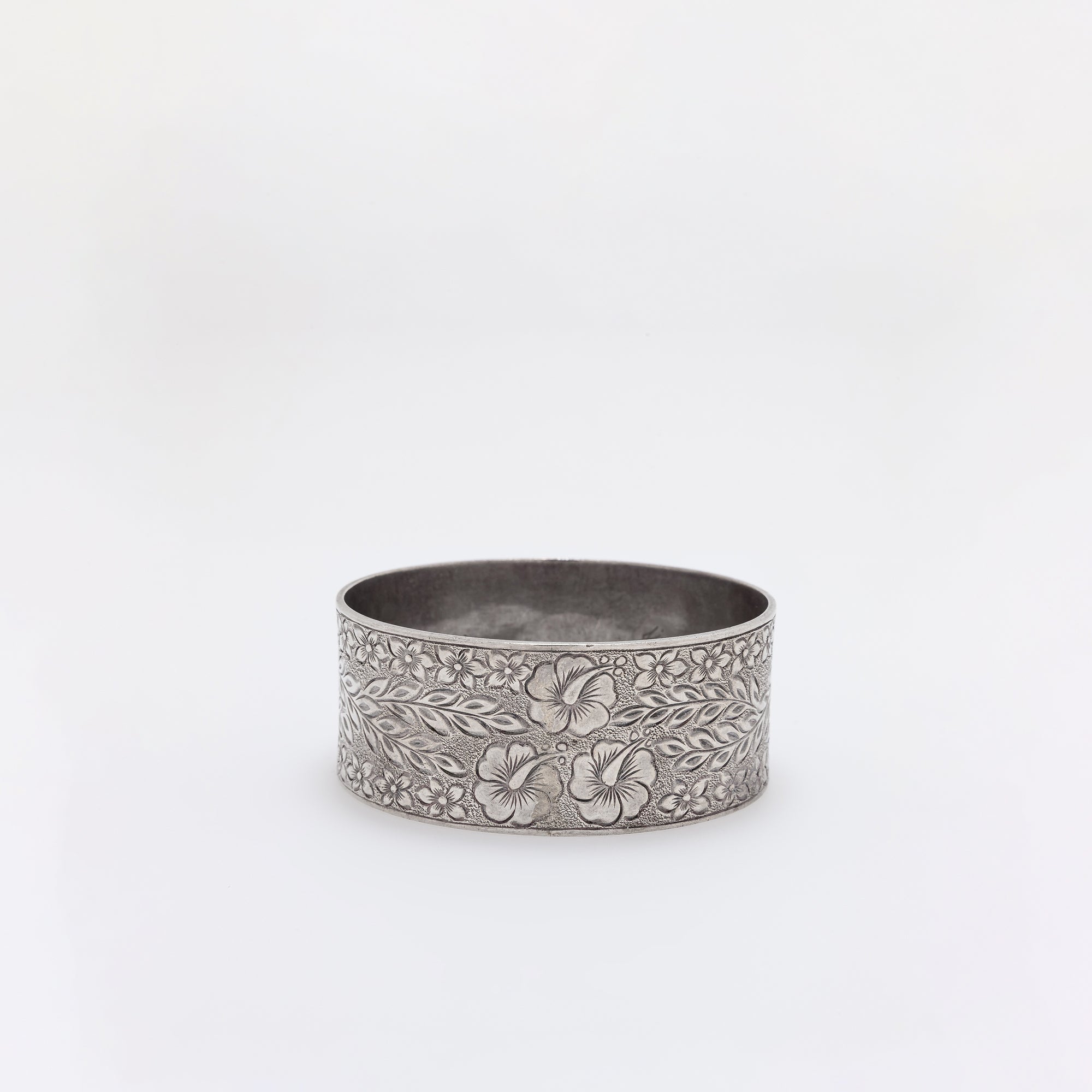 Triple Hibiscus Engraved Bangle