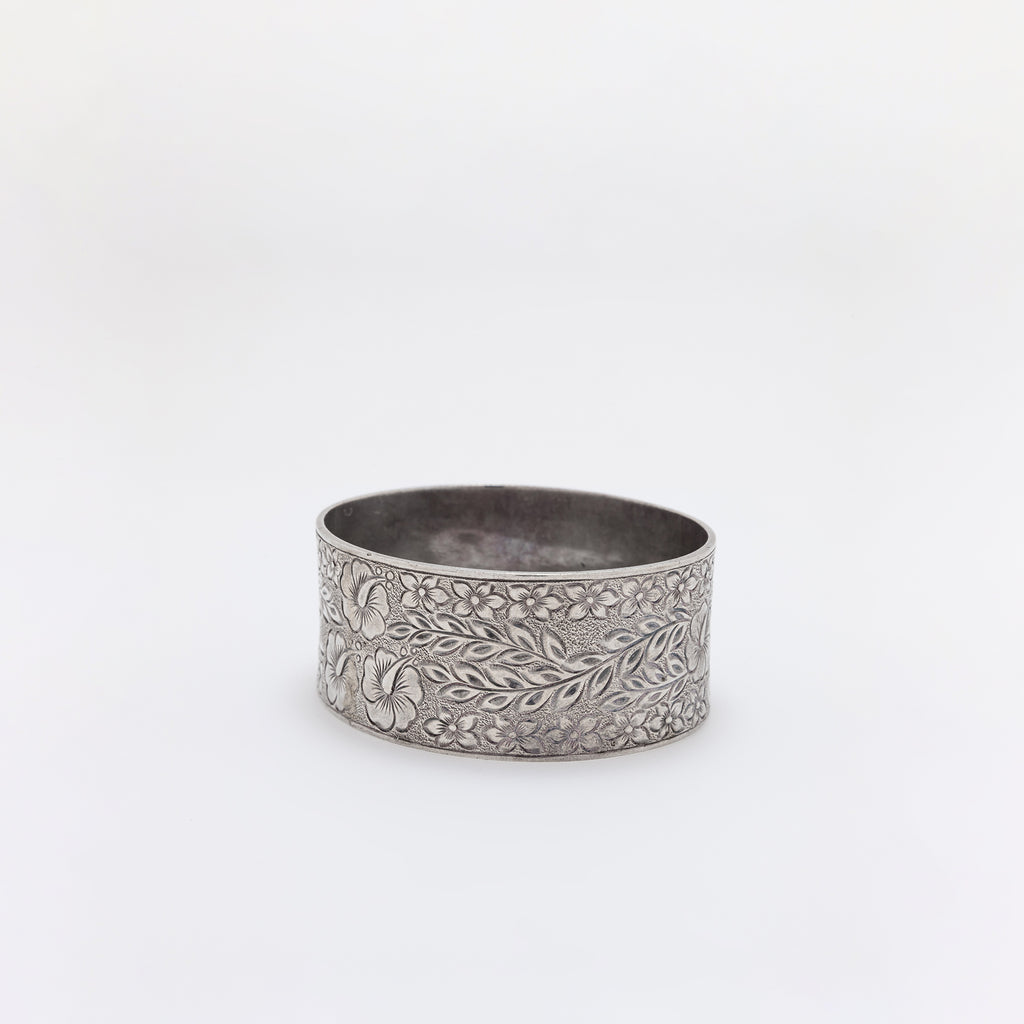 Triple Hibiscus Engraved Bangle