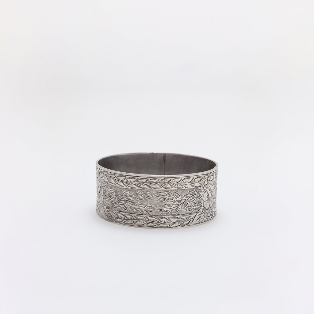 Triple Hibiscus Engraved Bangle