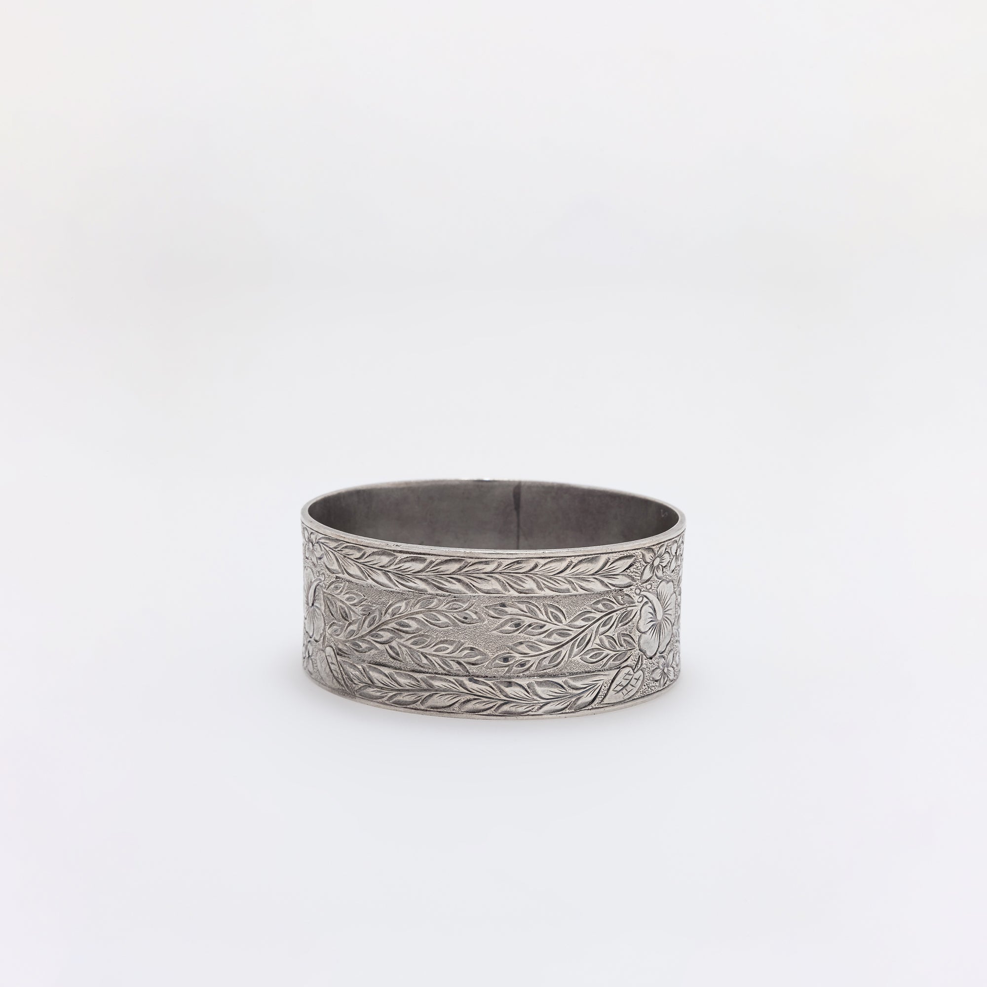 Triple Hibiscus Engraved Bangle