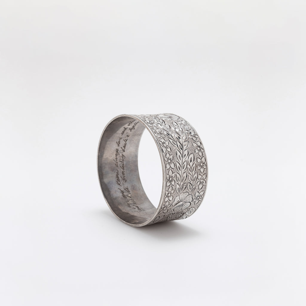 Triple Hibiscus Engraved Bangle