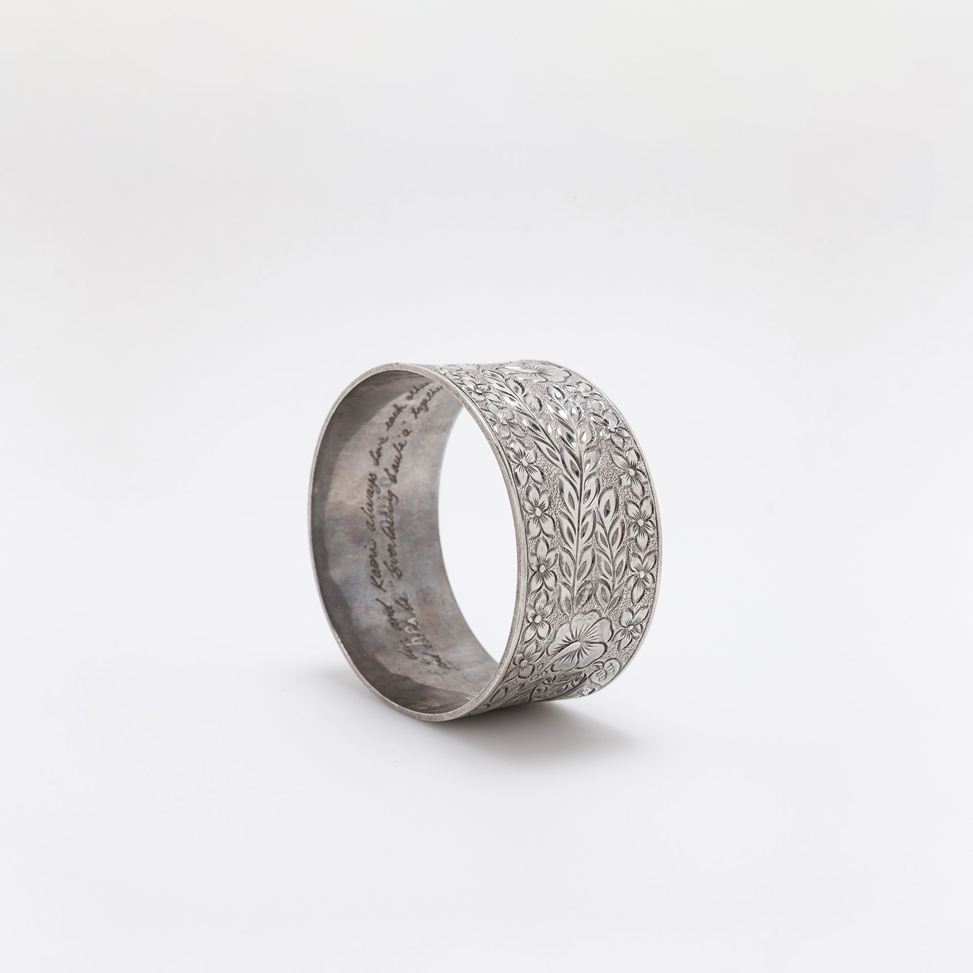 Triple Hibiscus Engraved Bangle