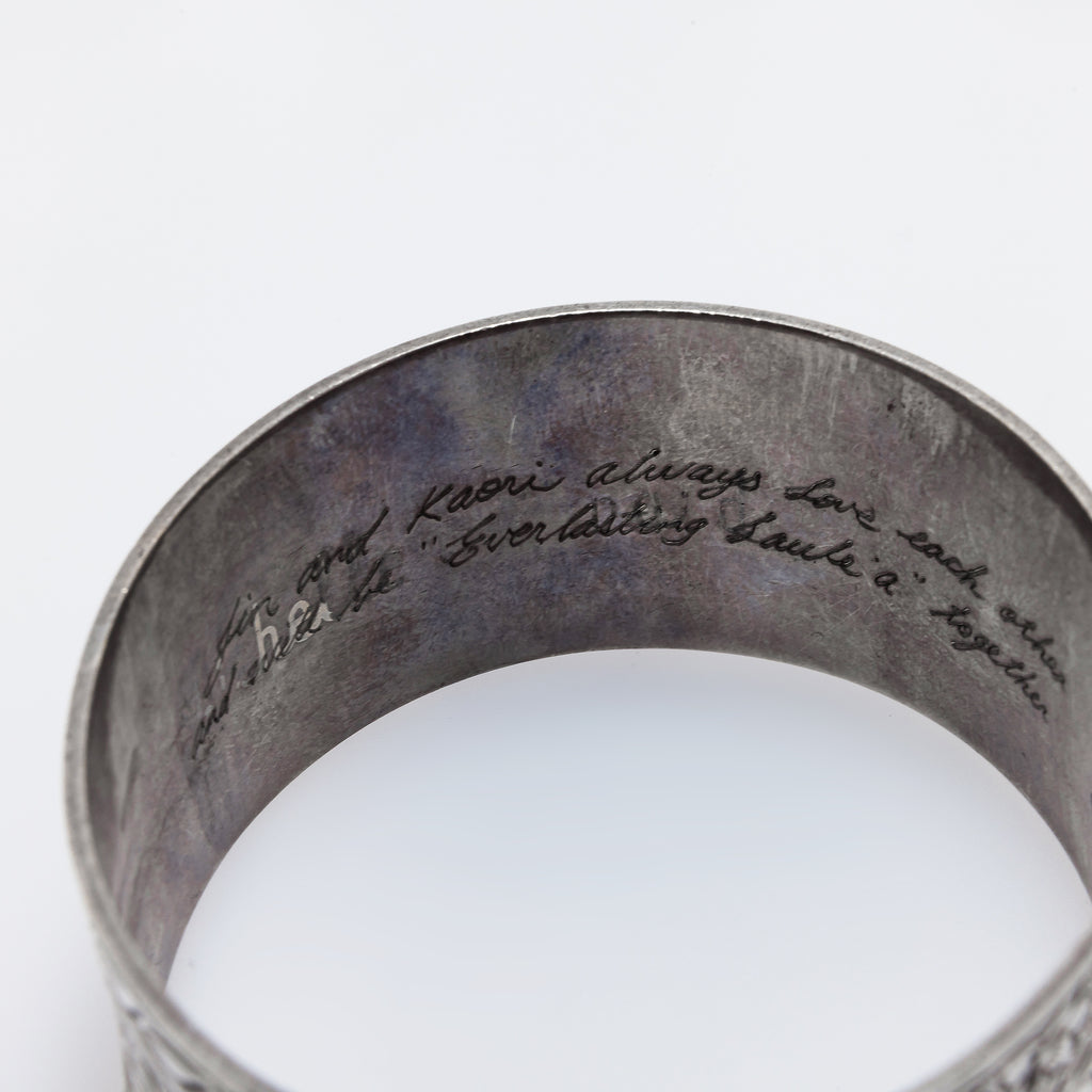 Triple Hibiscus Engraved Bangle