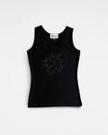 Swarovski Hibiscus Black Tank Top