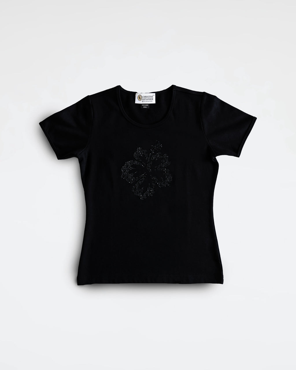 Swarovski Hibiscus Black T-Shirt