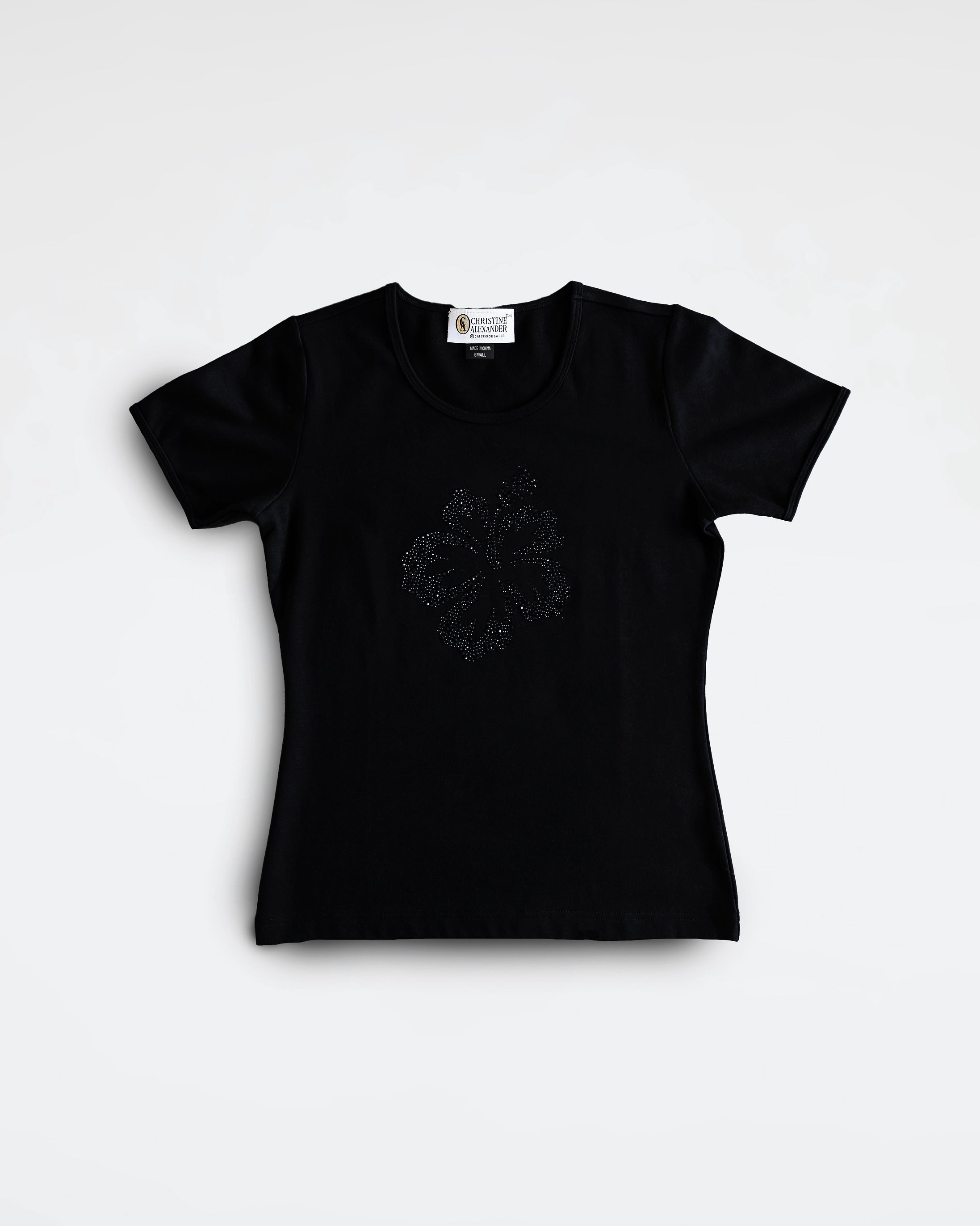 Swarovski Hibiscus Black T-Shirt