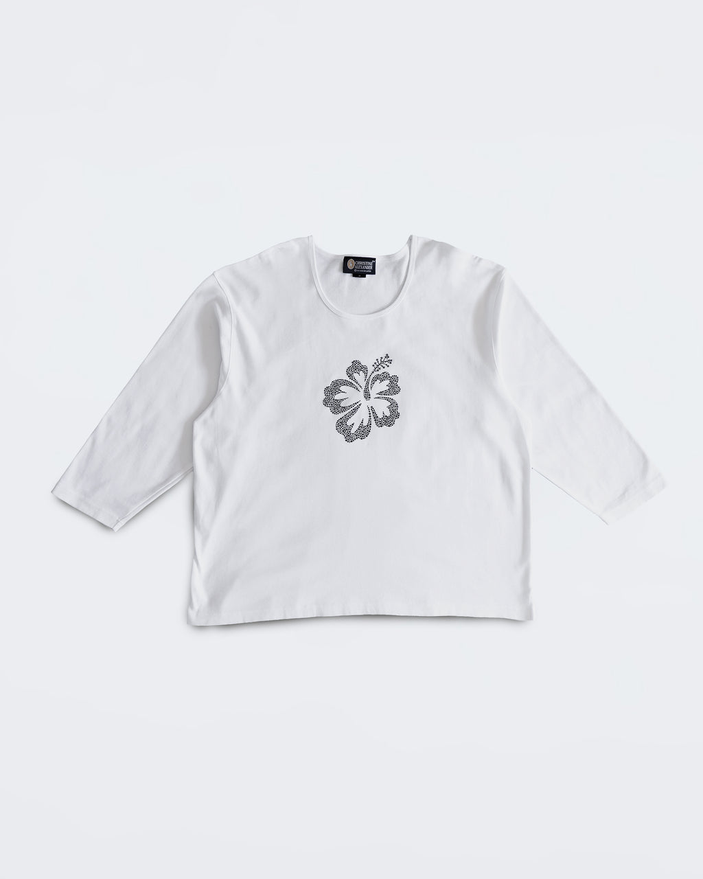 Swarovski Hibiscus White Longsleeve T-Shirt