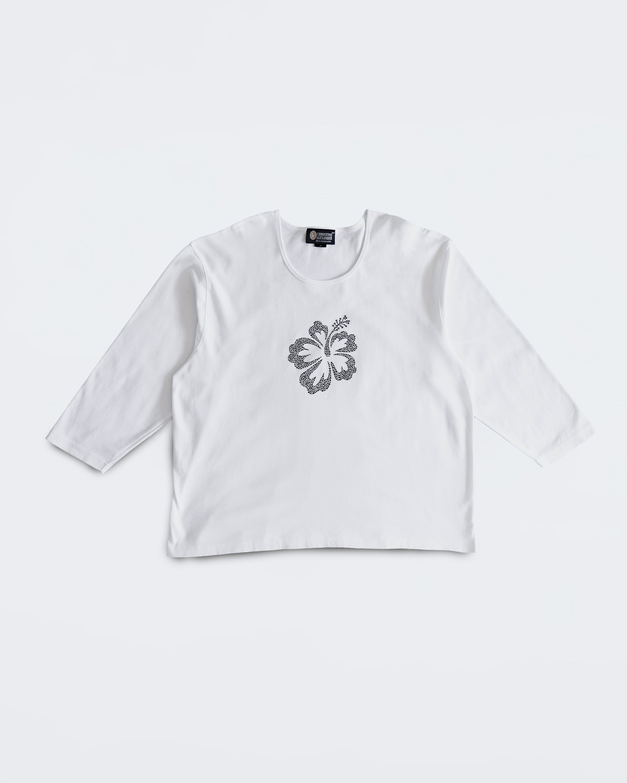 Swarovski Hibiscus White Longsleeve T-Shirt